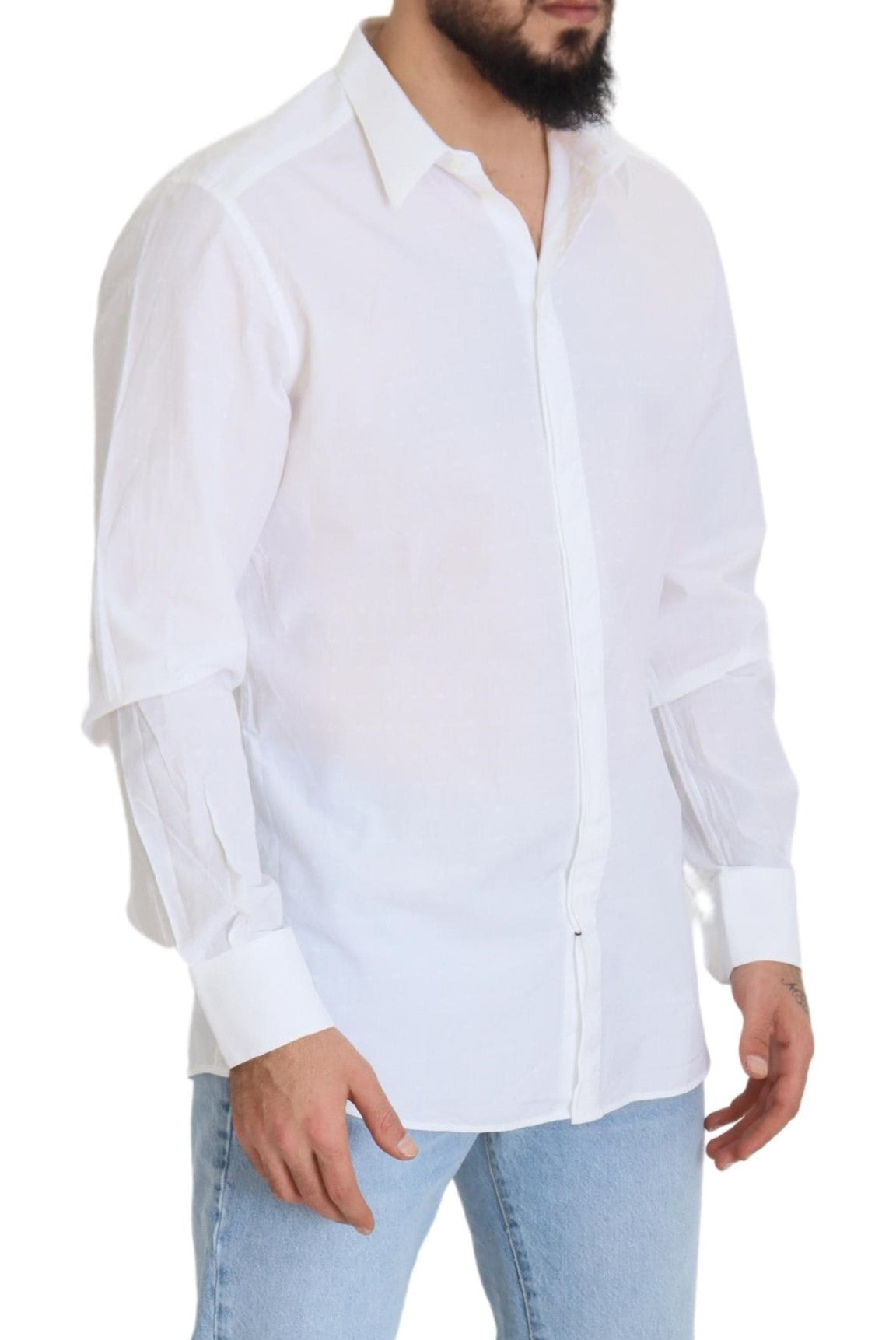 Dolce & Gabbana Elegance Reimagined White Cotton Dress Men's Shirt