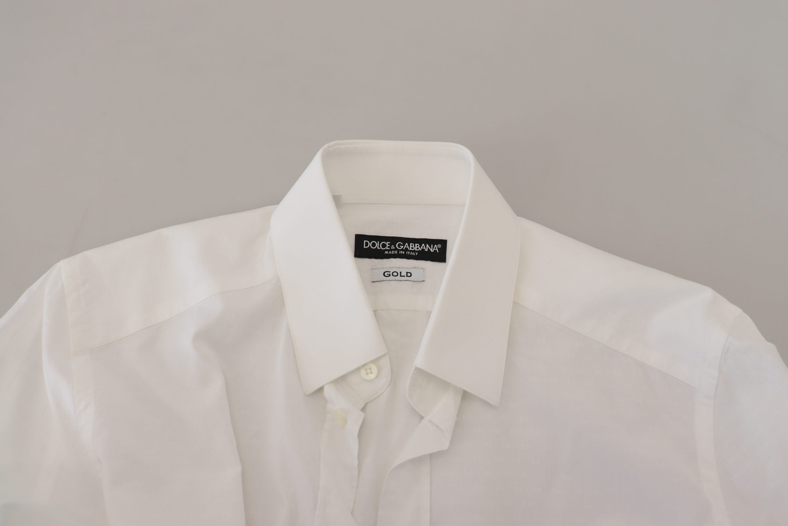 Dolce & Gabbana White Cotton Slim Fit Formal Dress GOLD Men's Shirt