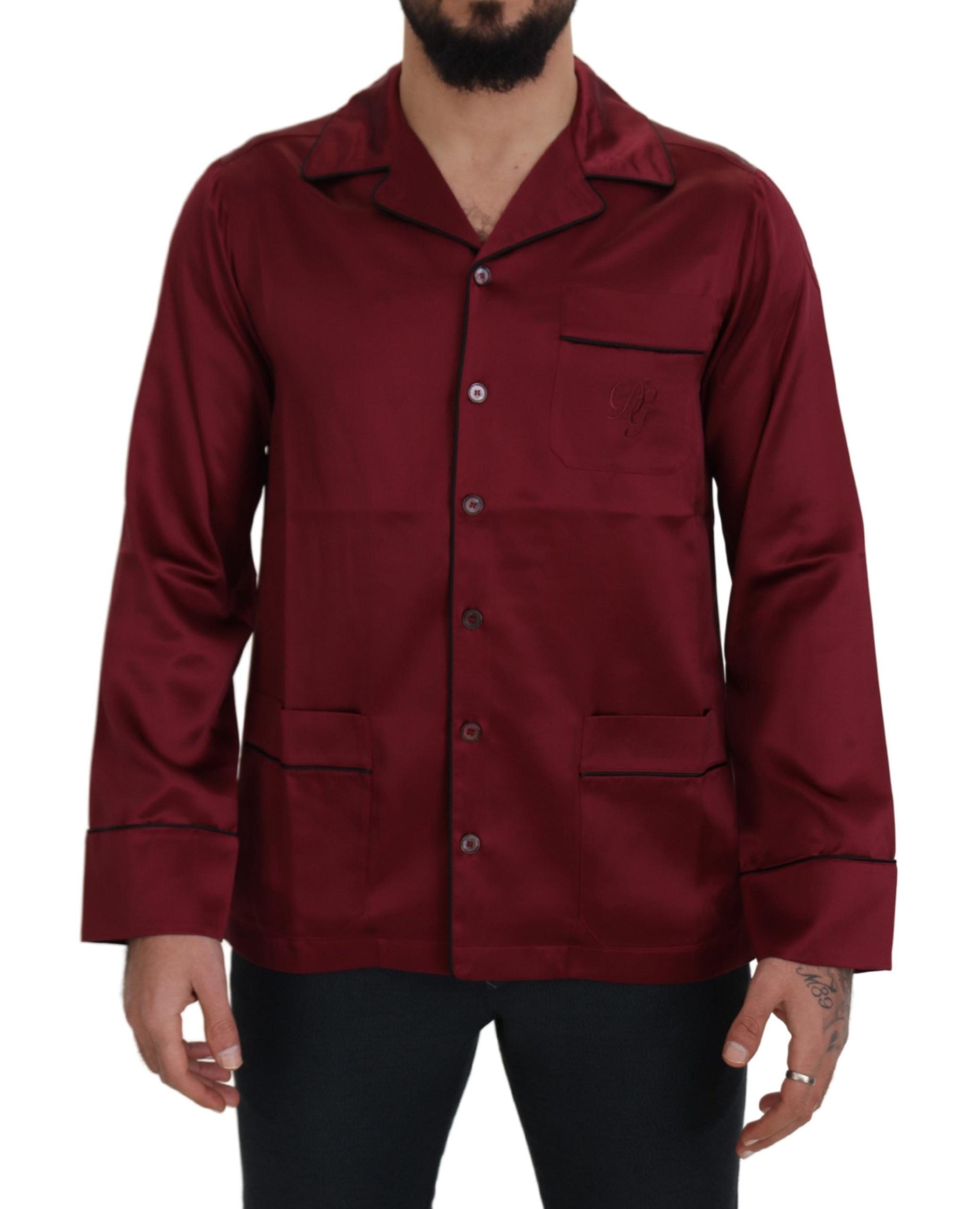 Dolce & Gabbana Elegant Silk Red Nightshirt Men's Pajama