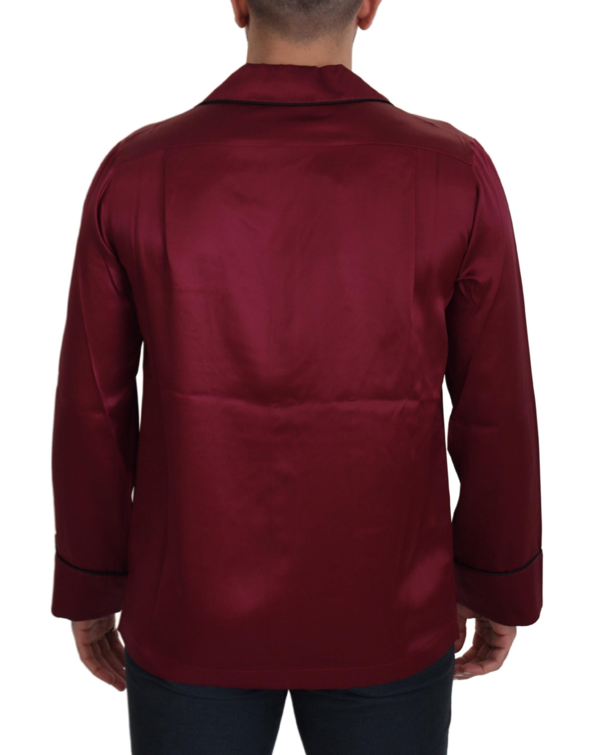 Dolce & Gabbana Red Silk Lounge Top Pajama Sleepwear Men's Shirt