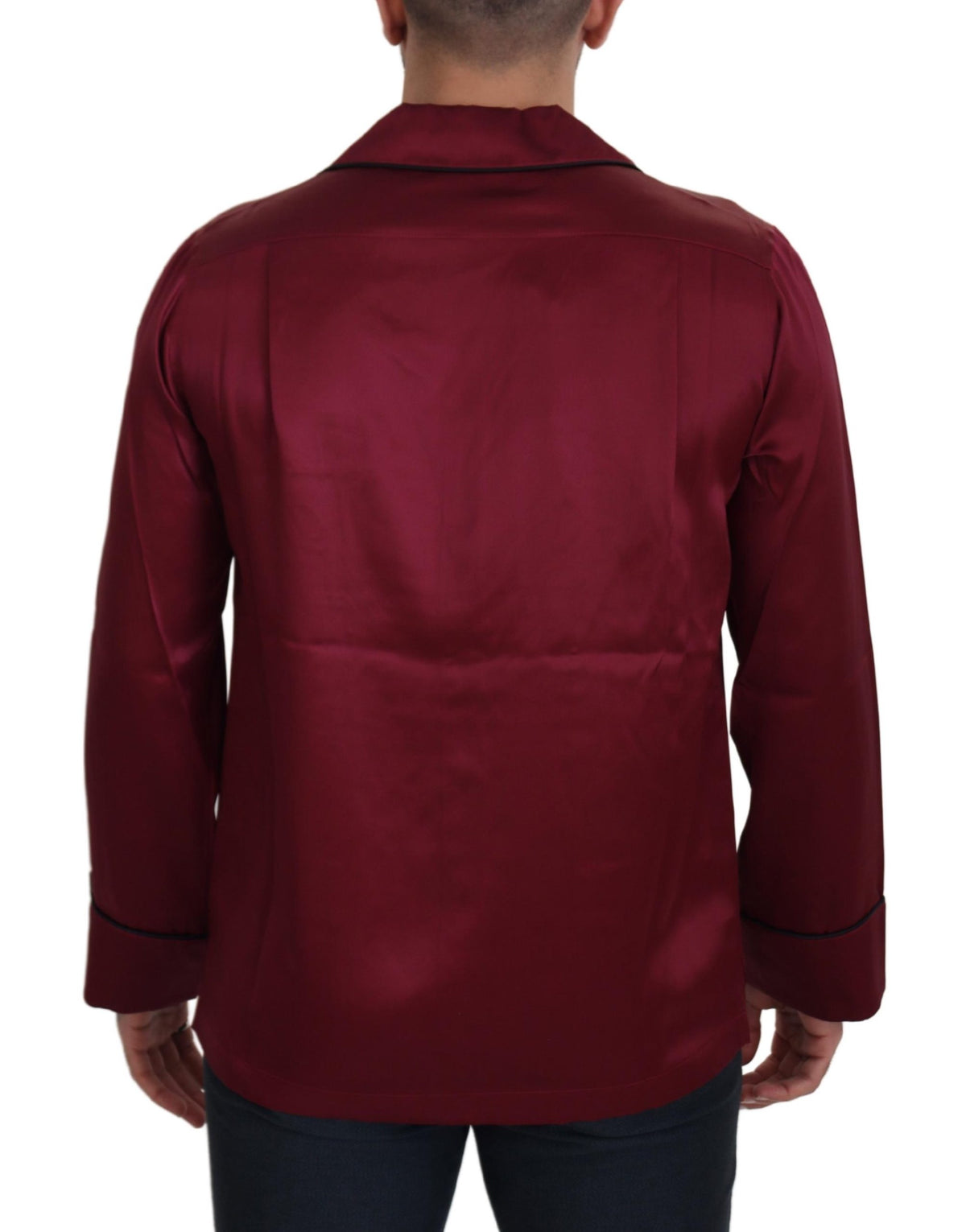 Dolce & Gabbana Red Silk Lounge Top Pajama Sleepwear Men's Shirt