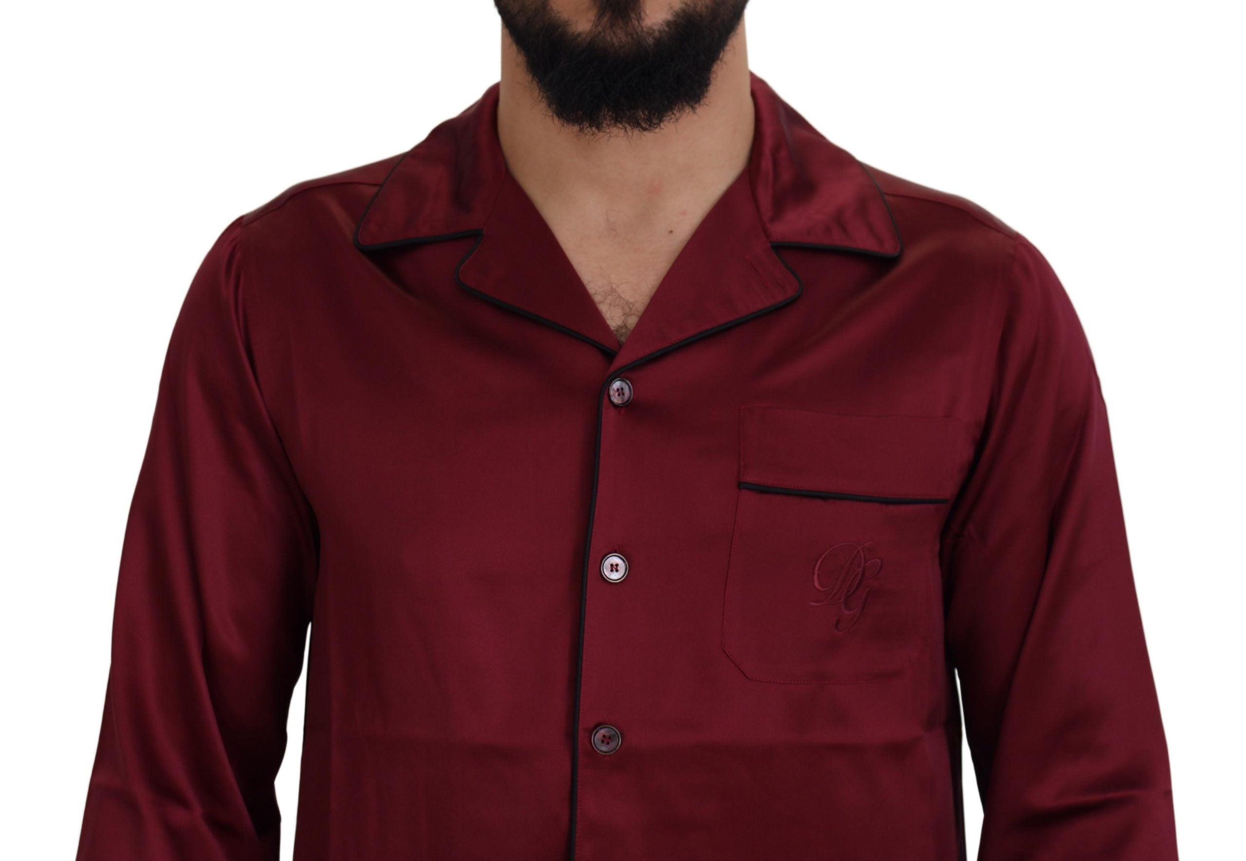 Dolce & Gabbana Red Silk Lounge Top Pajama Sleepwear Men's Shirt