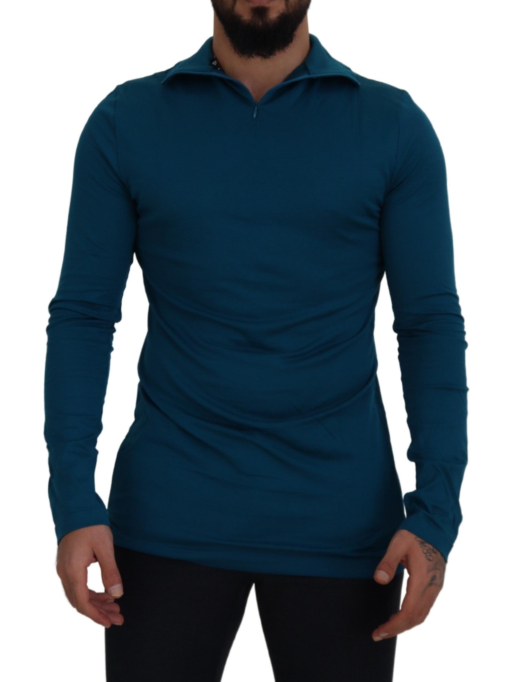 Dolce & Gabbana Elegant Blue Cotton Pullover Men's Sweater
