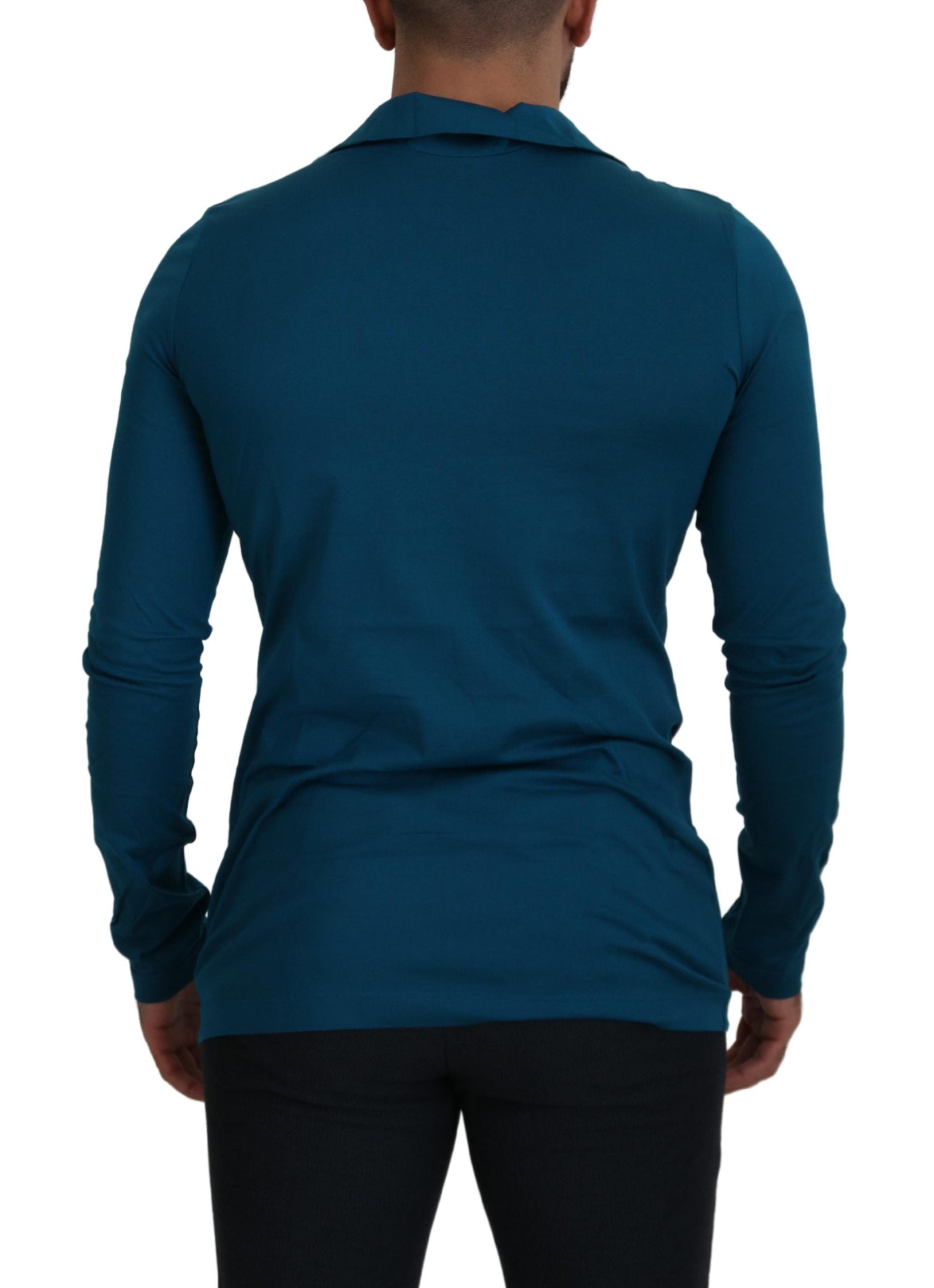 Dolce & Gabbana Elegant Blue Cotton Pullover Men's Sweater