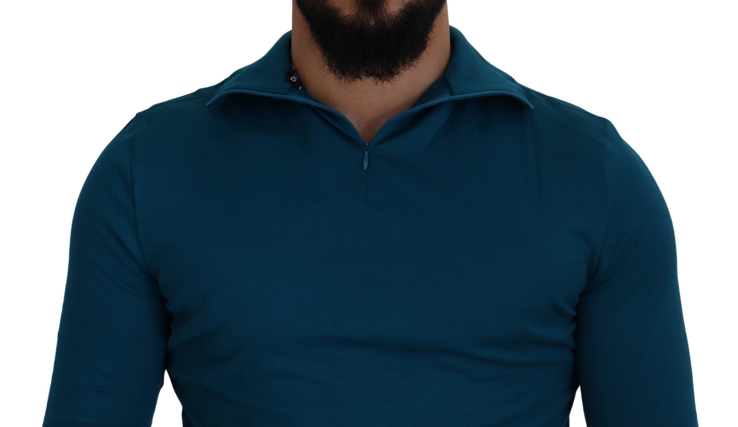 Dolce & Gabbana Elegant Blue Cotton Pullover Men's Sweater