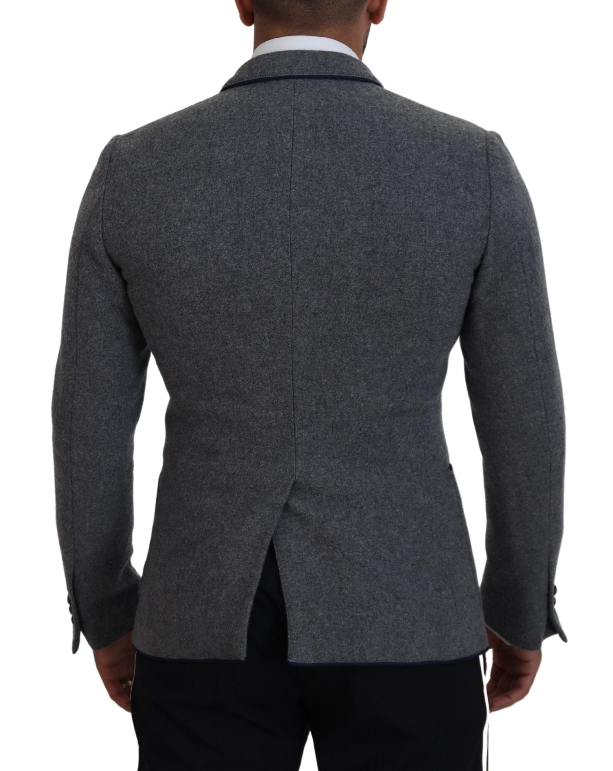 Dolce & Gabbana Gray Wool Roses Slim Fit Jacket Men's Blazer