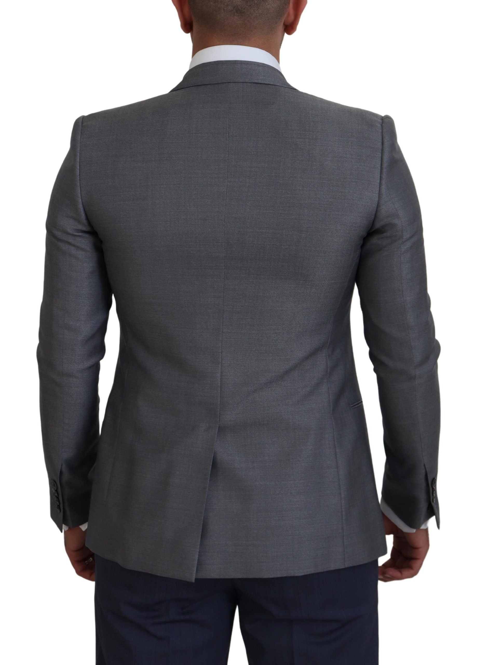 Dolce & Gabbana Gray Wool Silk Slim Fit Jacket Men's Blazer