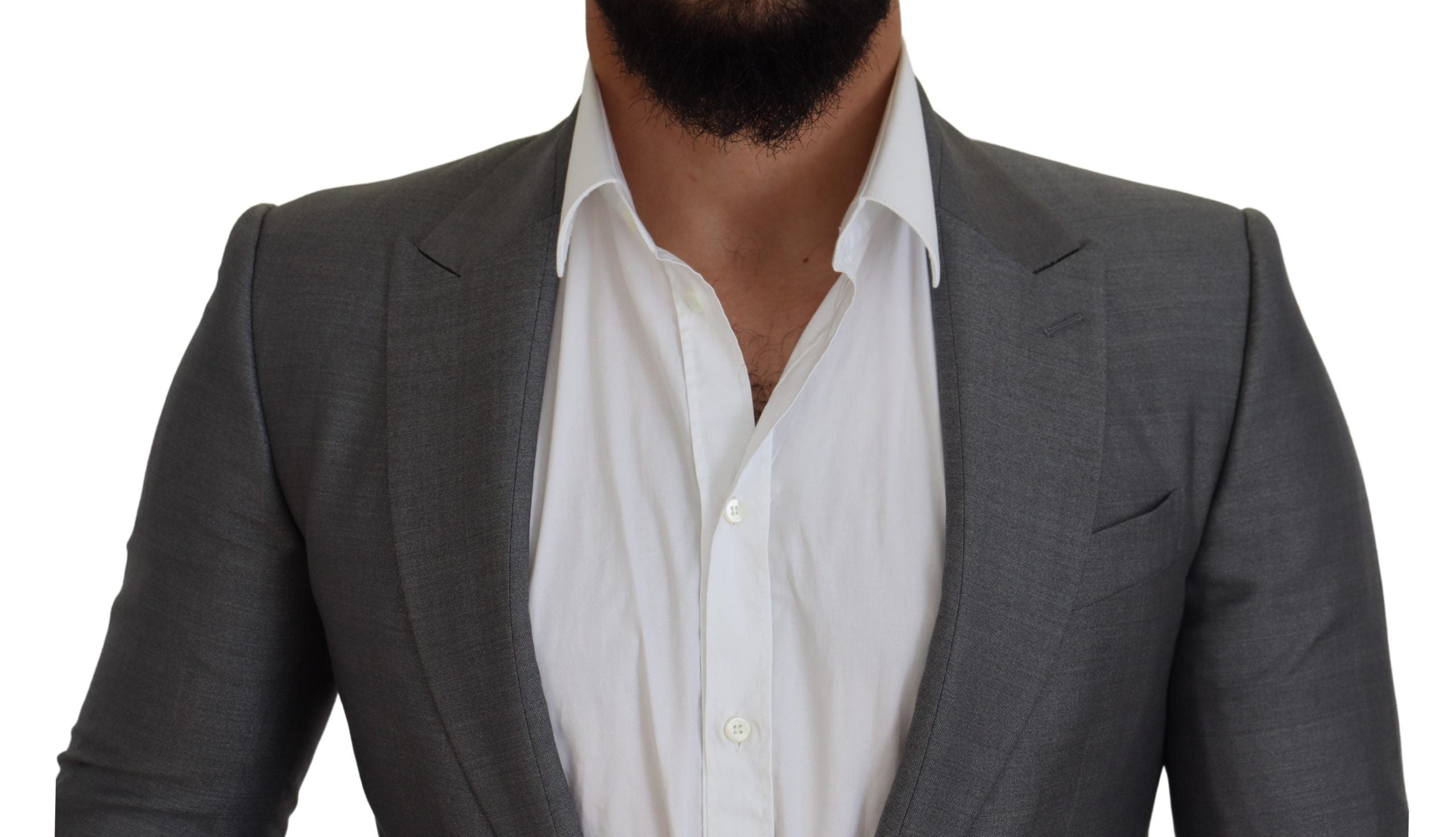 Dolce & Gabbana Gray Wool Silk Slim Fit Jacket Men's Blazer