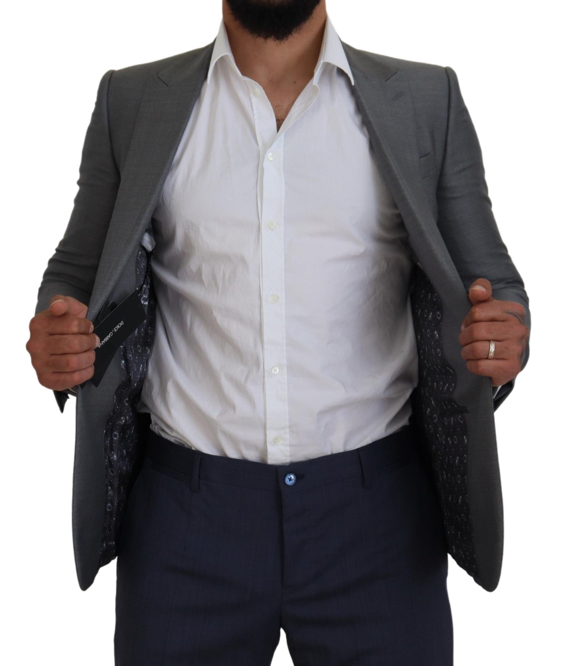 Dolce & Gabbana Gray Wool Silk Slim Fit Jacket Men's Blazer