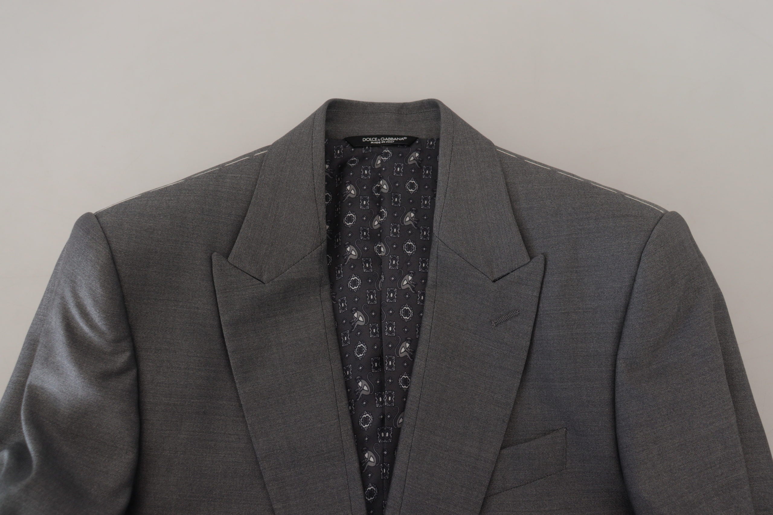 Dolce & Gabbana Gray Wool Silk Slim Fit Jacket Men's Blazer