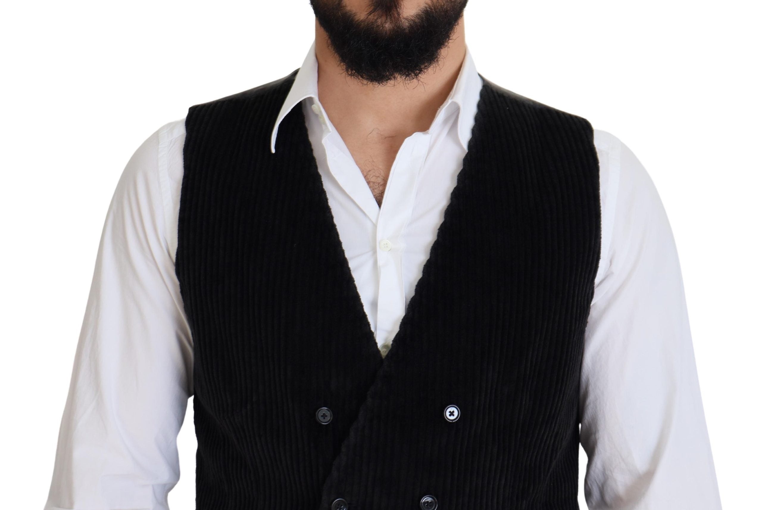Dolce & Gabbana Elegant Black Double Breasted Dress Men's Vest