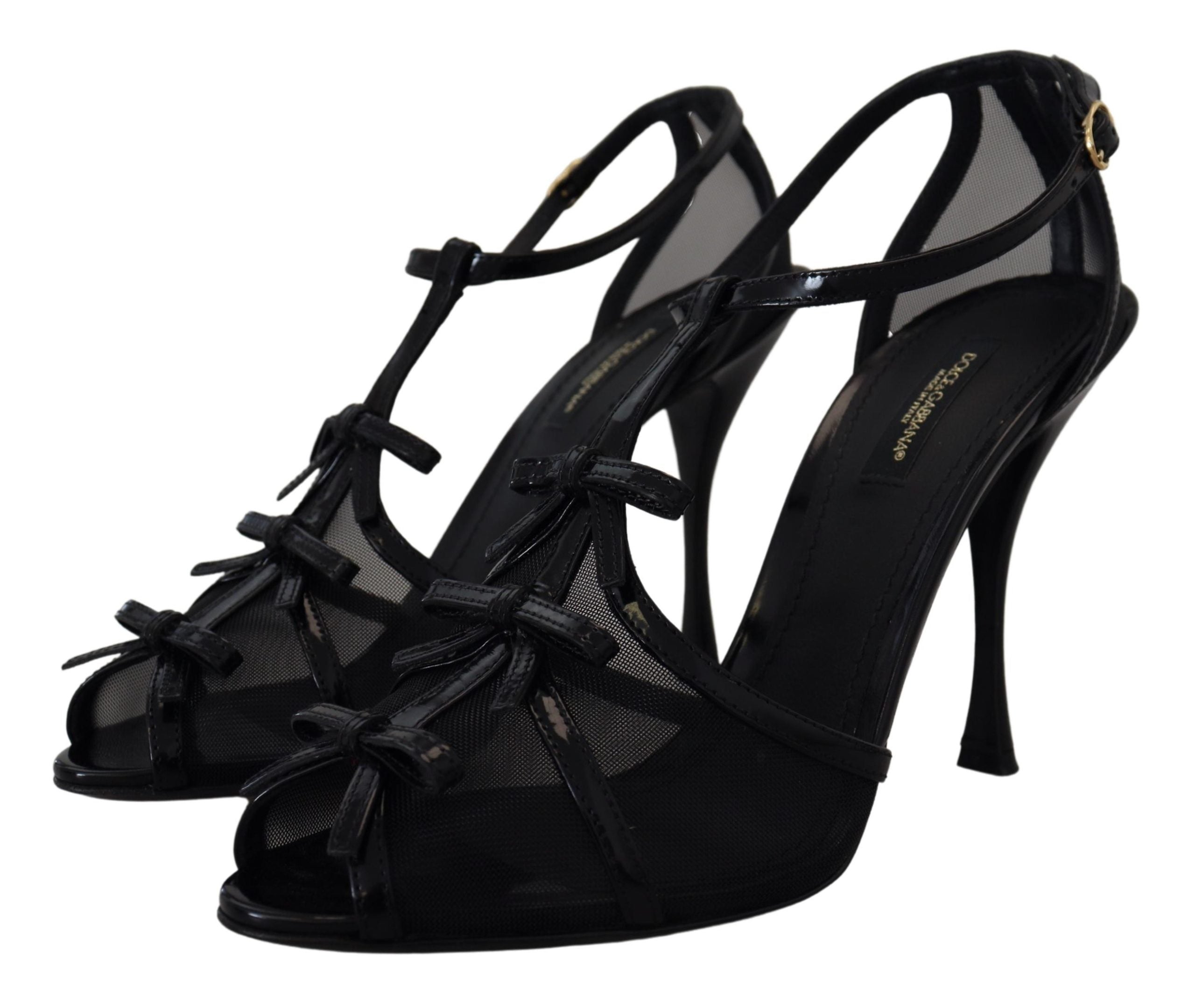Dolce & Gabbana Black Stiletto High Heels Sandals Women's Shoes