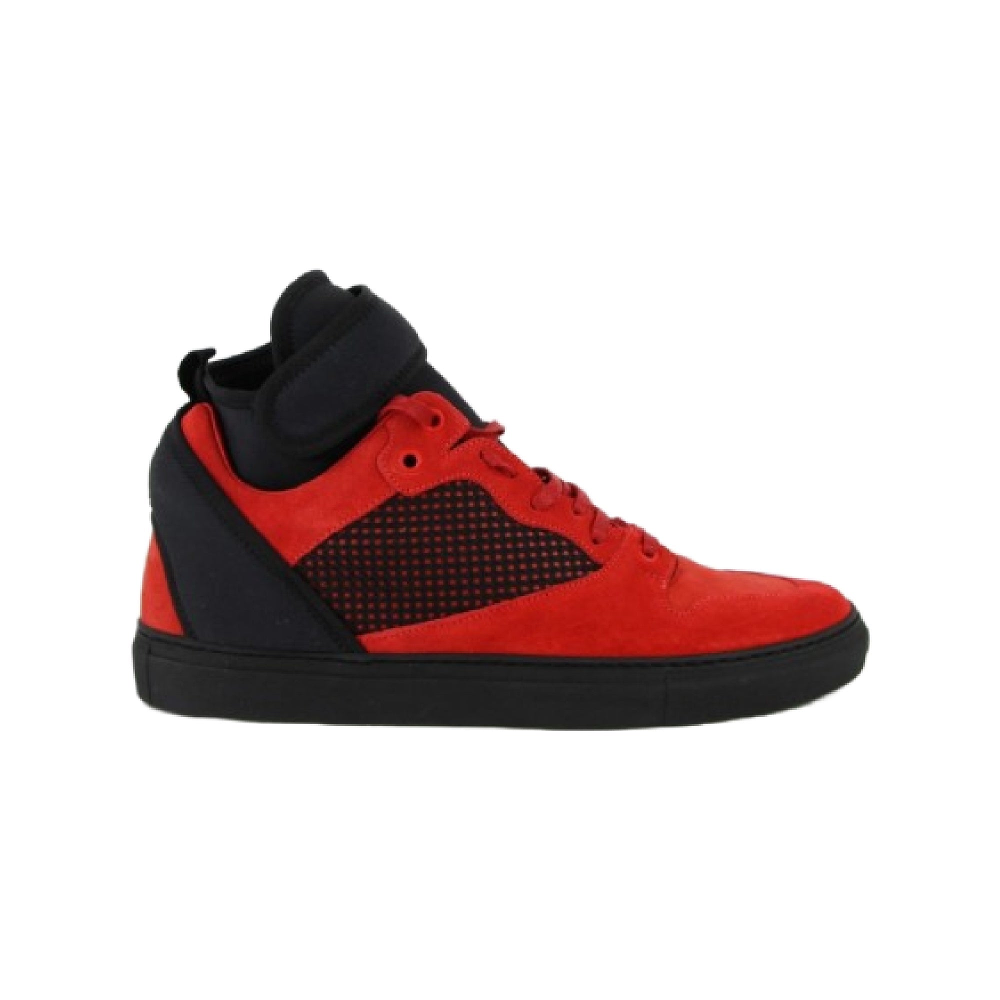 Balenciaga Men's High Top Black / Red Suede Leather Sneakers