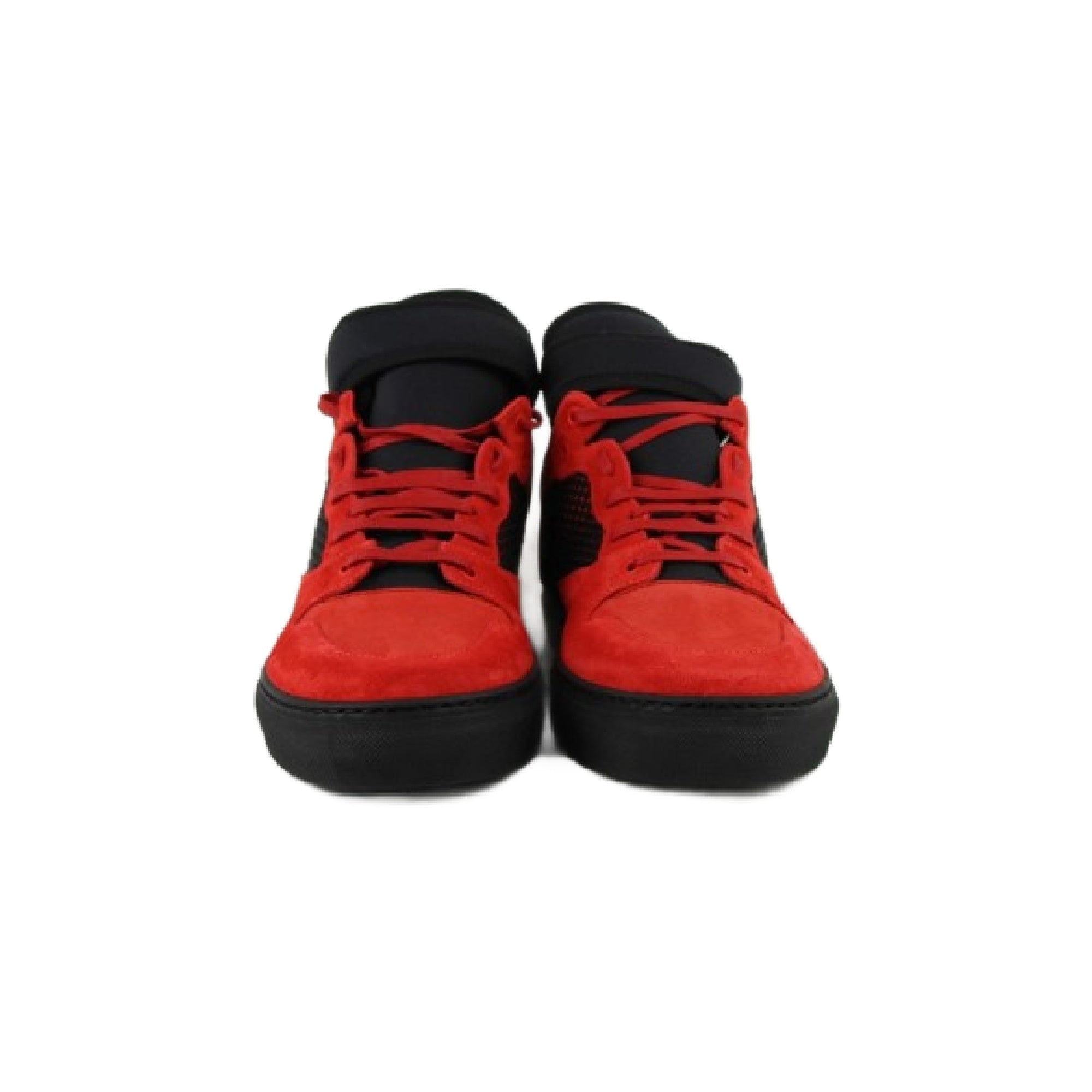 Balenciaga Men's High Top Black / Red Suede Leather Sneakers