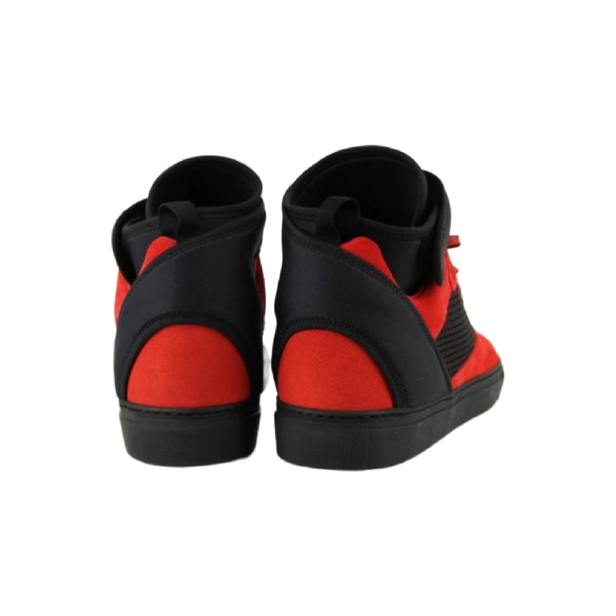 Balenciaga Men's High Top Black / Red Suede Leather Sneakers