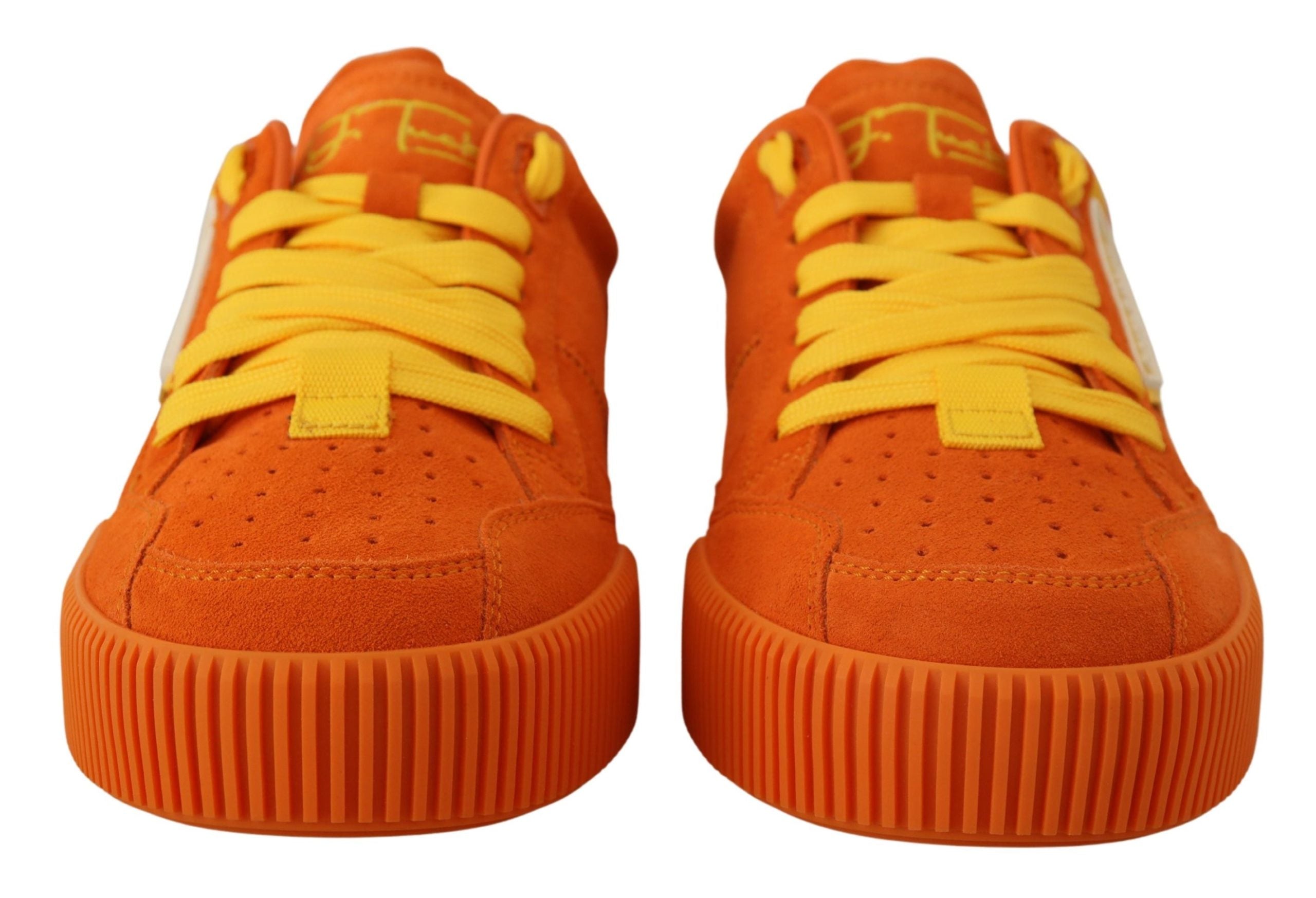 Dolce & Gabbana Chic Orange Suede Lace-Up Women's Sneakers