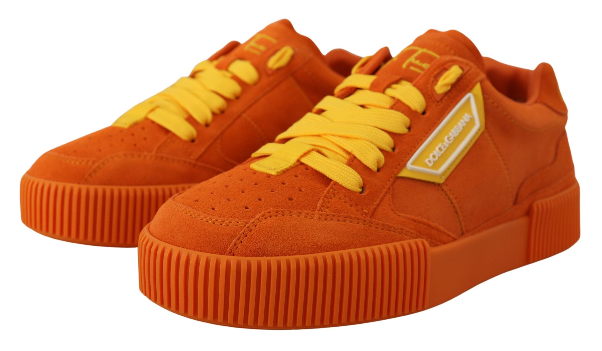 Dolce & Gabbana Chic Orange Suede Lace-Up Women's Sneakers