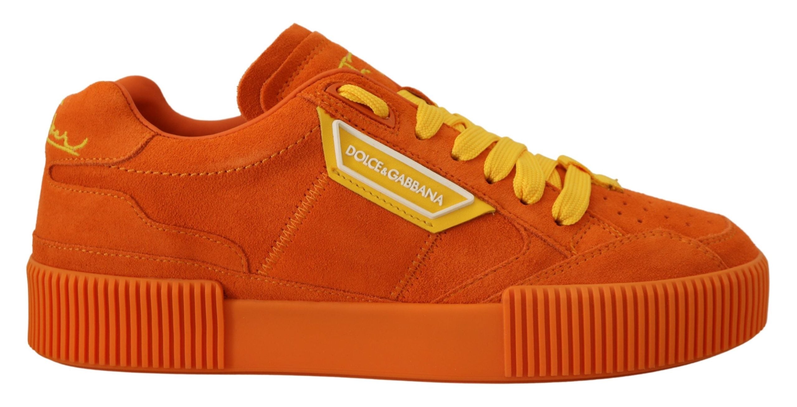 Dolce & Gabbana Chic Orange Suede Lace-Up Women's Sneakers