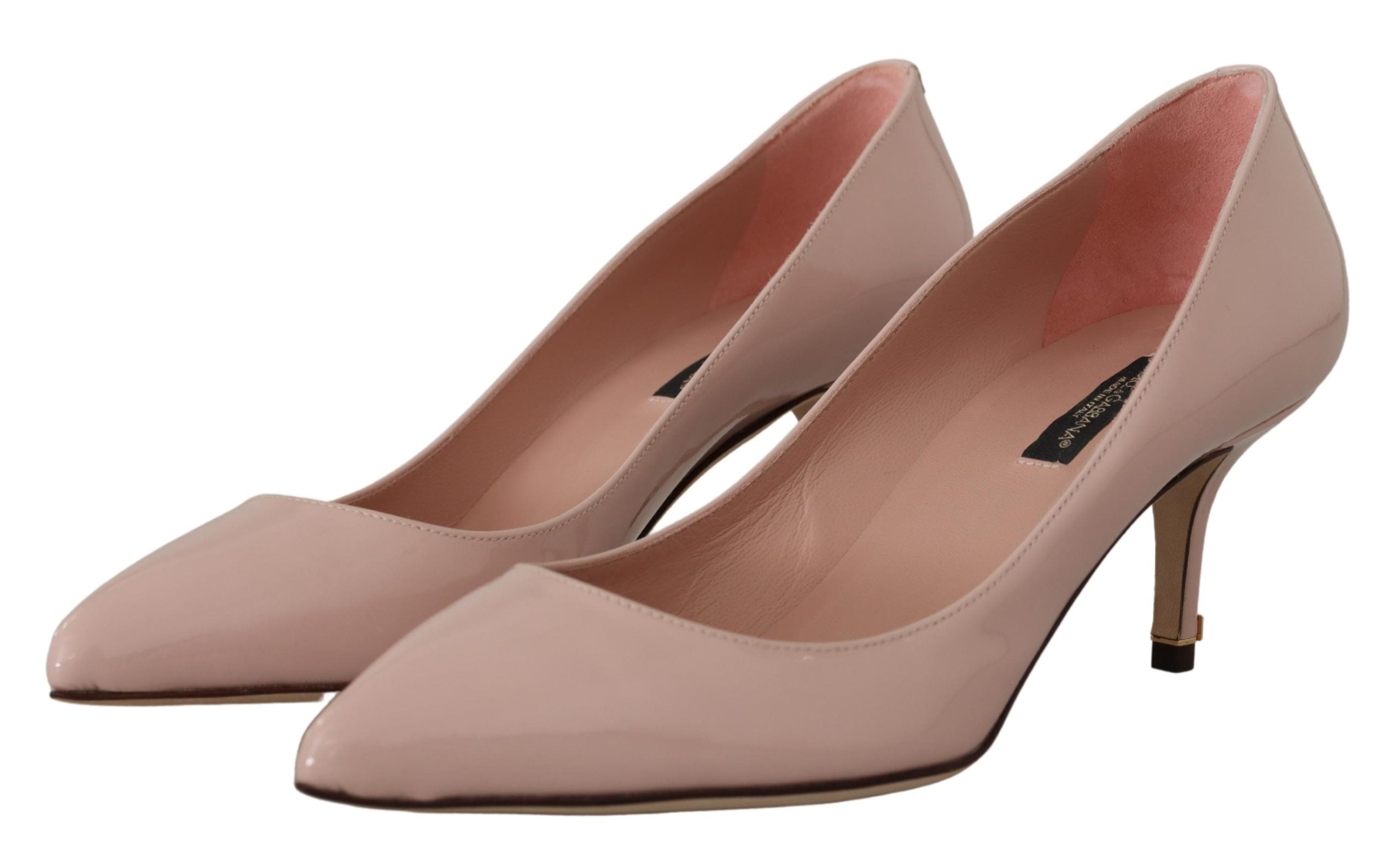 Dolce & Gabbana Pink Patent Leather Kitten Heels Pumps Women's Shoes