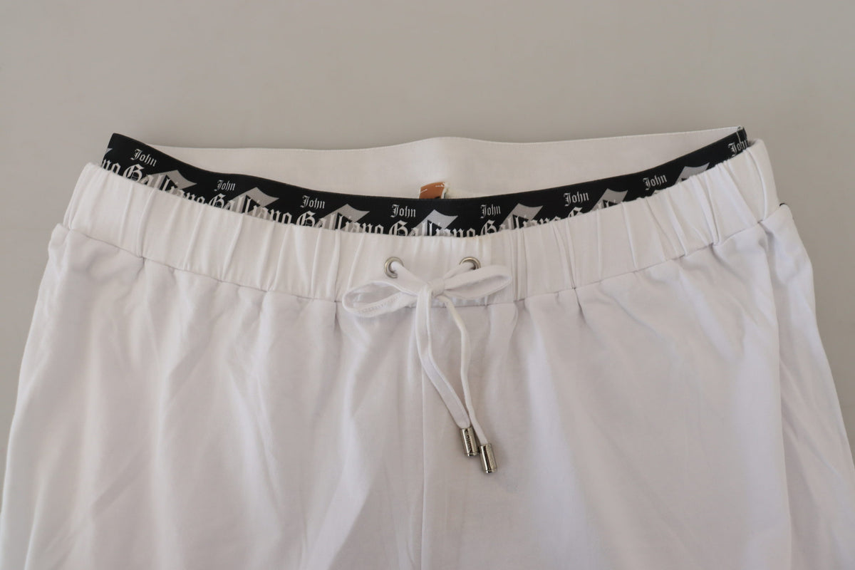 John Galliano White Cotton Logo Loose Men Men's Pants