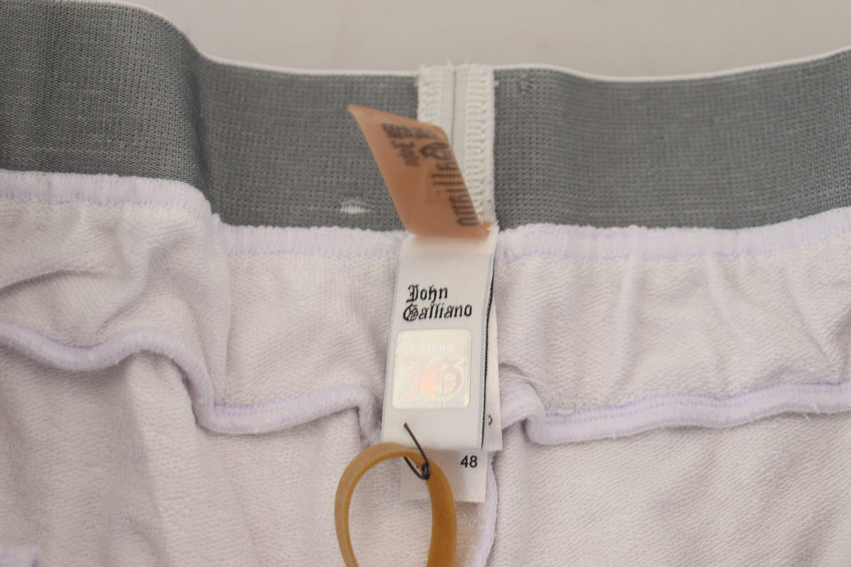 John Galliano White Cotton Logo Mens Jogger Men's Pants