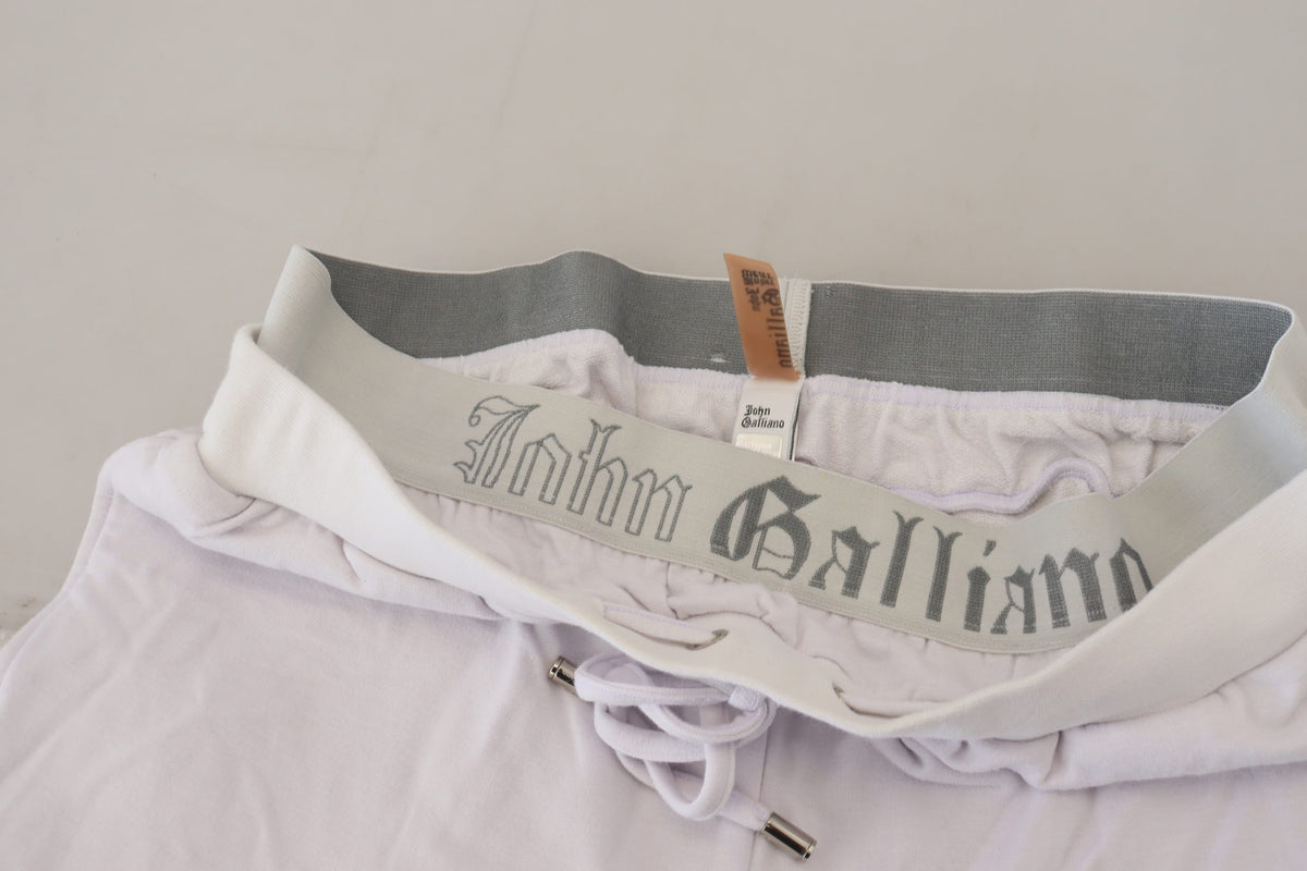 John Galliano White Cotton Logo Mens Jogger Men's Pants