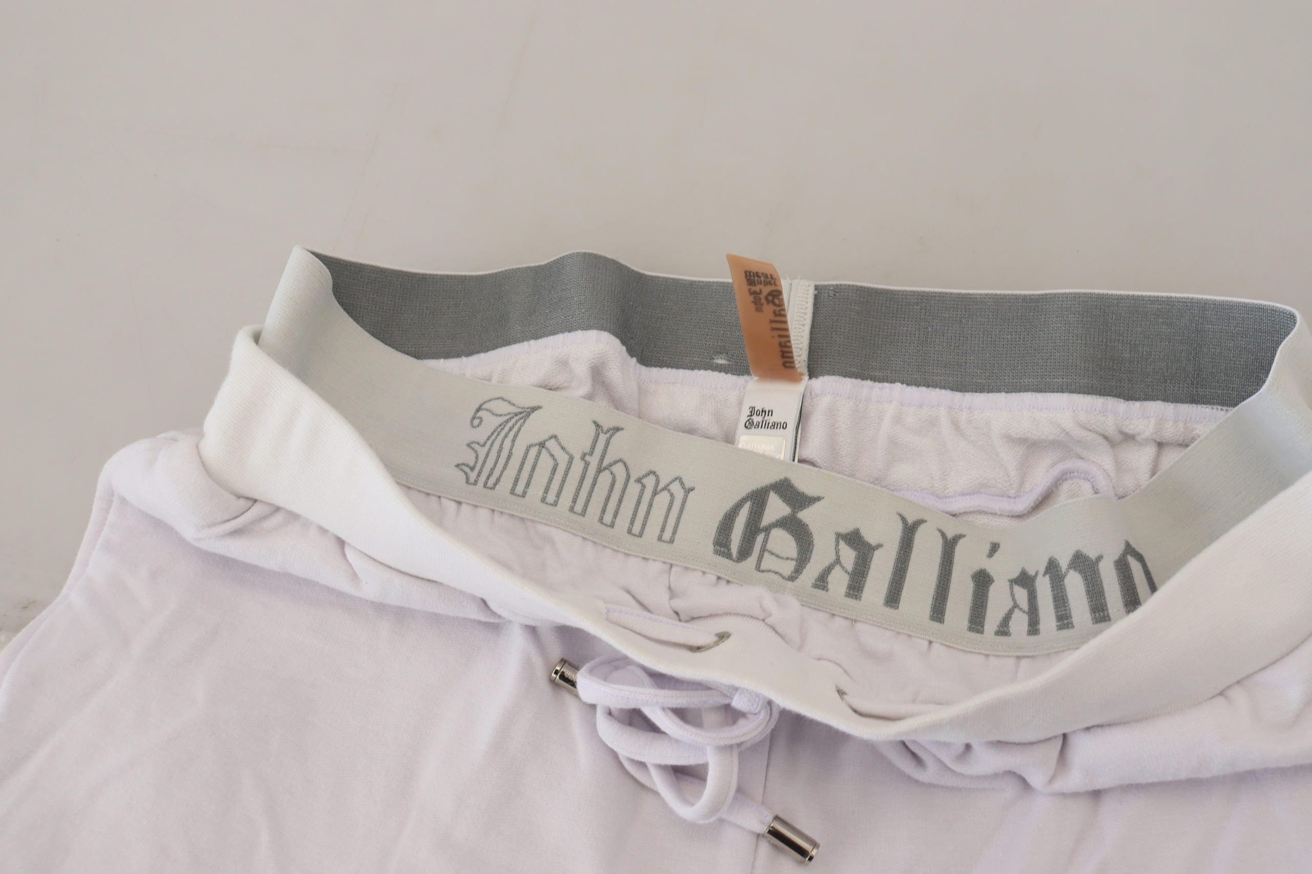 John Galliano White Cotton Logo Mens Jogger Men's Pants