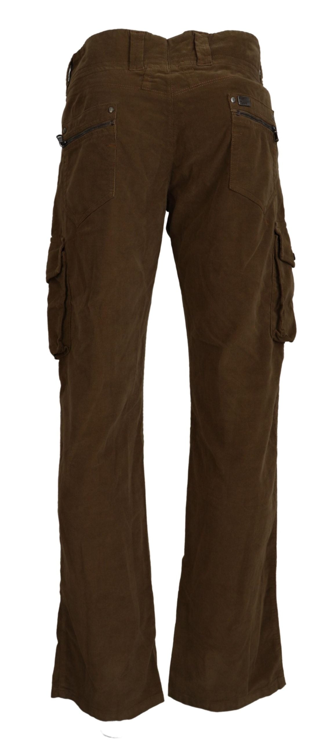 Ermanno Scervino Brown Cotton Corduroy Cargo Men's Pants
