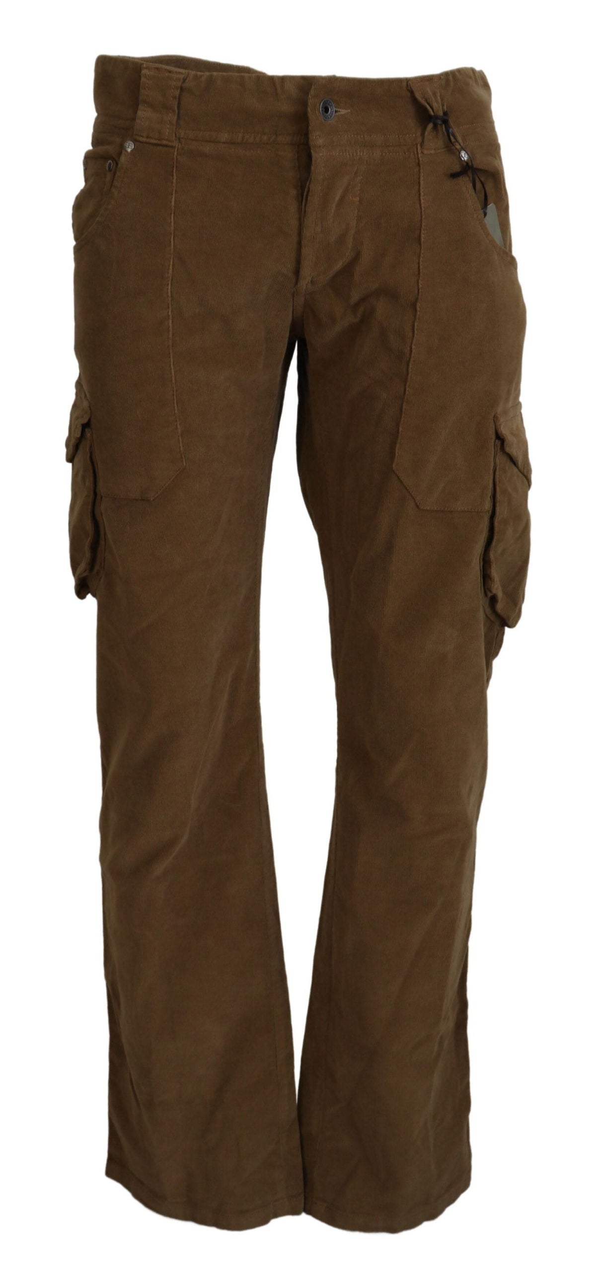 Ermanno Scervino Brown Cotton Corduroy Cargo Men's Pants