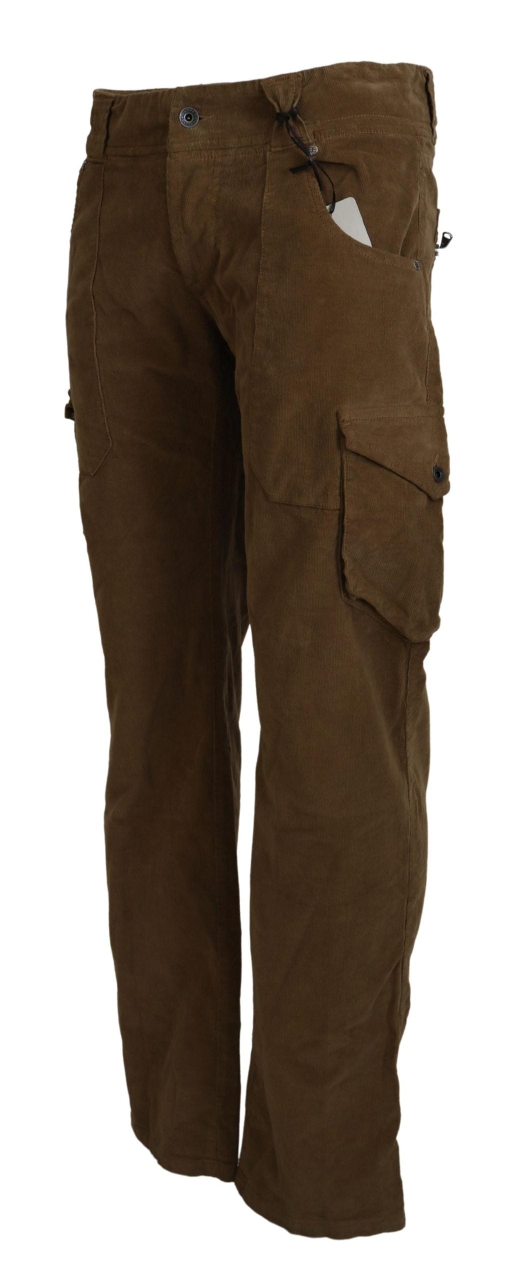 Ermanno Scervino Brown Cotton Corduroy Cargo Men's Pants