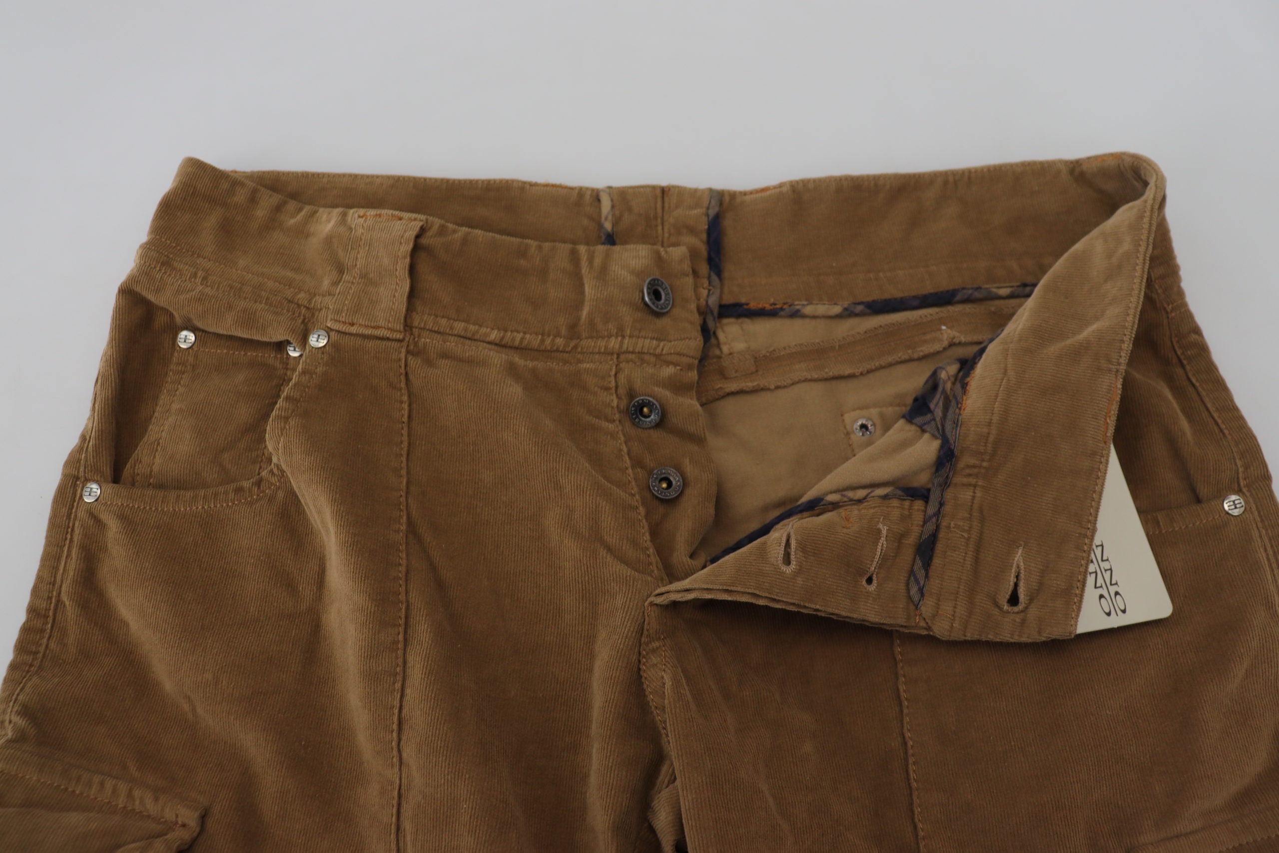 Ermanno Scervino Brown Cotton Corduroy Cargo Men's Pants