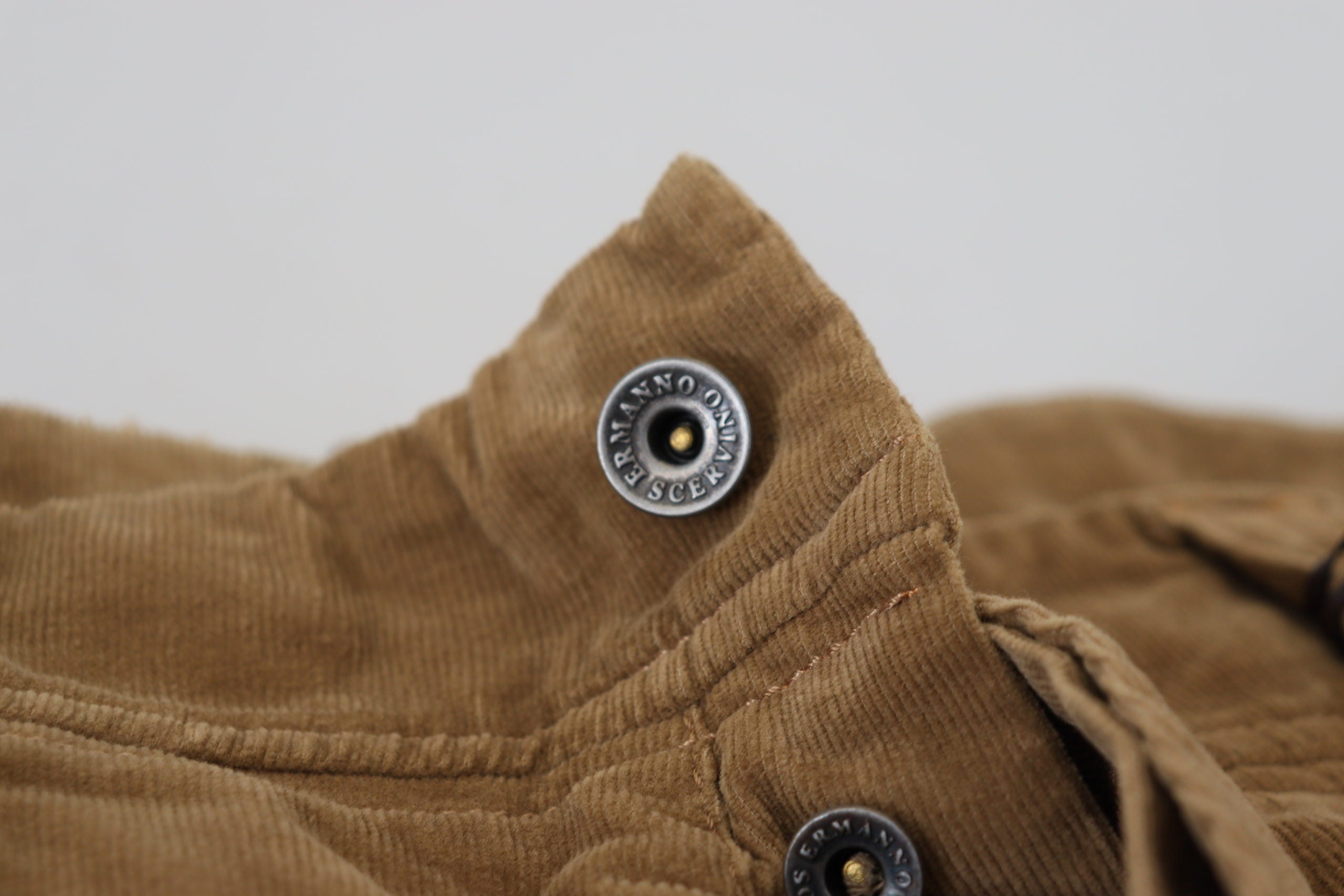 Ermanno Scervino Brown Cotton Corduroy Cargo Men's Pants