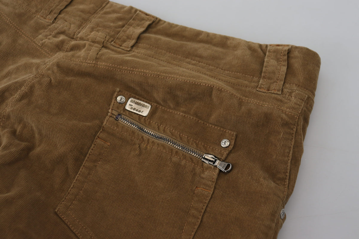Ermanno Scervino Brown Cotton Corduroy Cargo Men's Pants