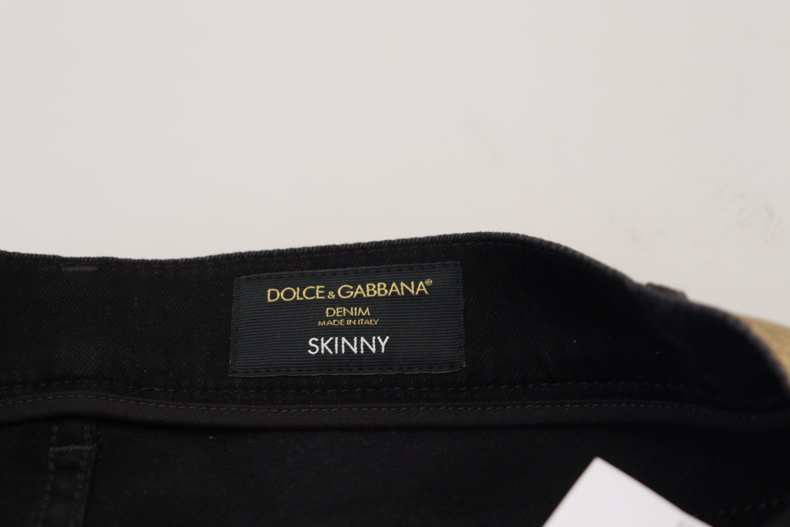 Dolce & Gabbana Gold Cotton Tattered Skinny Men Denim Men's Jeans