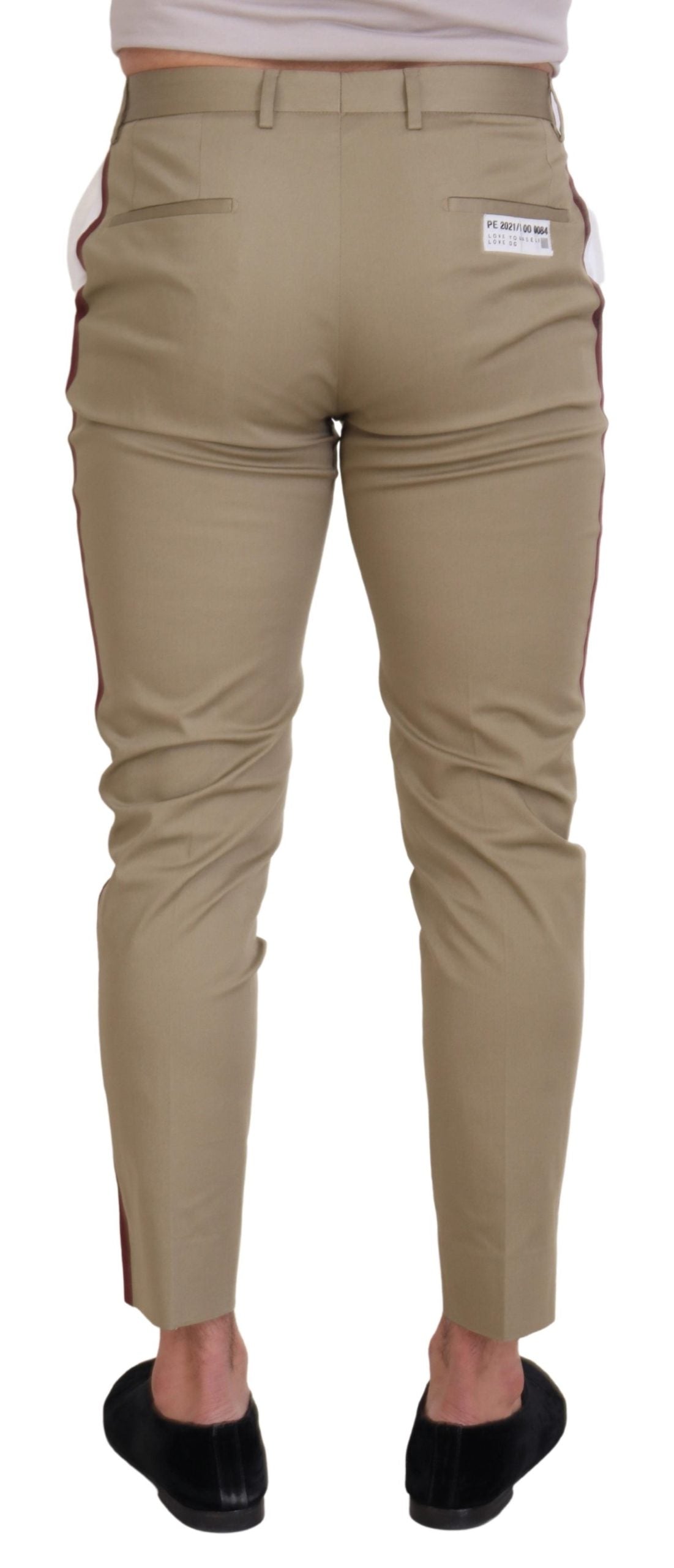 Dolce & Gabbana White Brown Slim Fit Chino Men's Pants