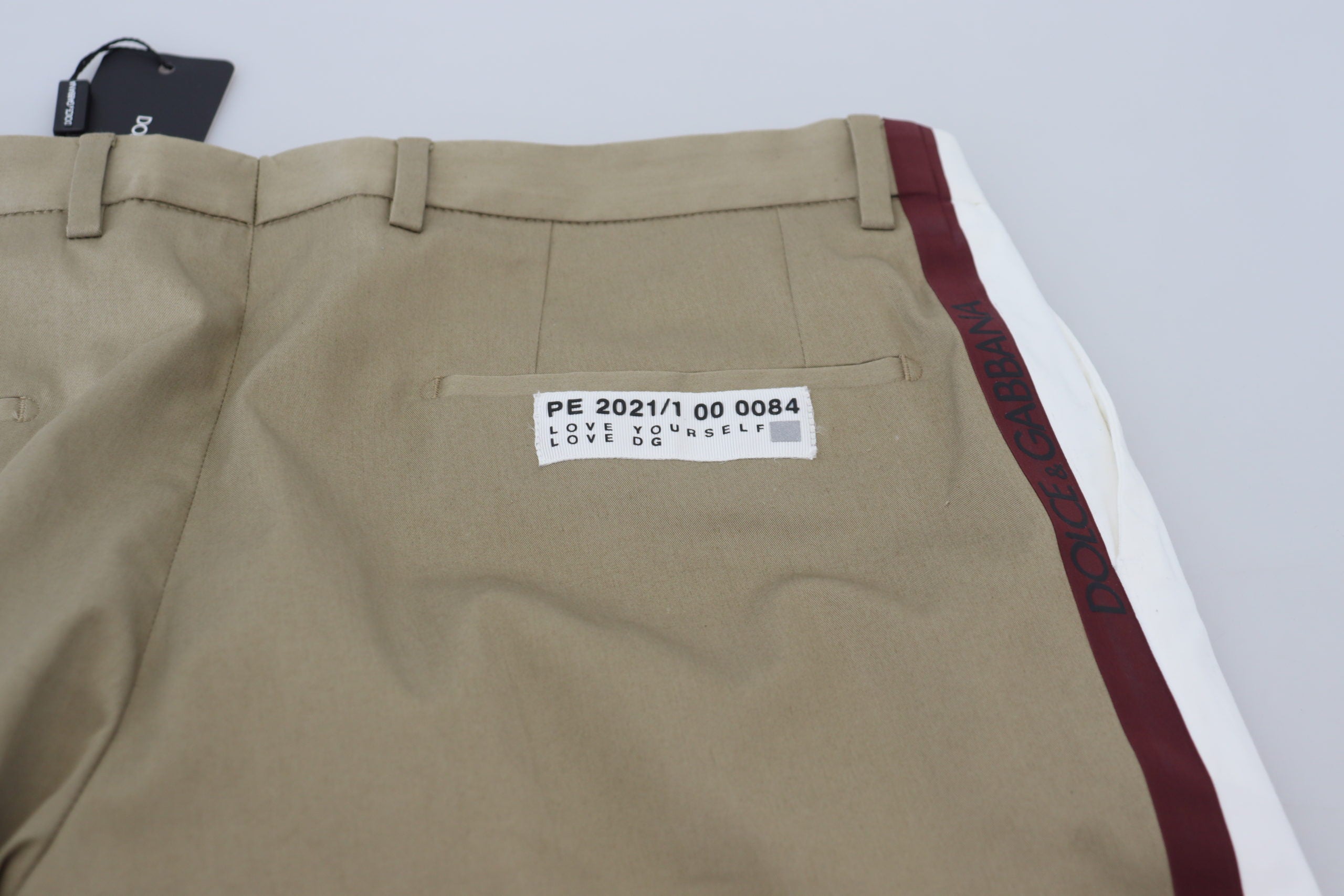 Dolce & Gabbana White Brown Slim Fit Chino Men's Pants