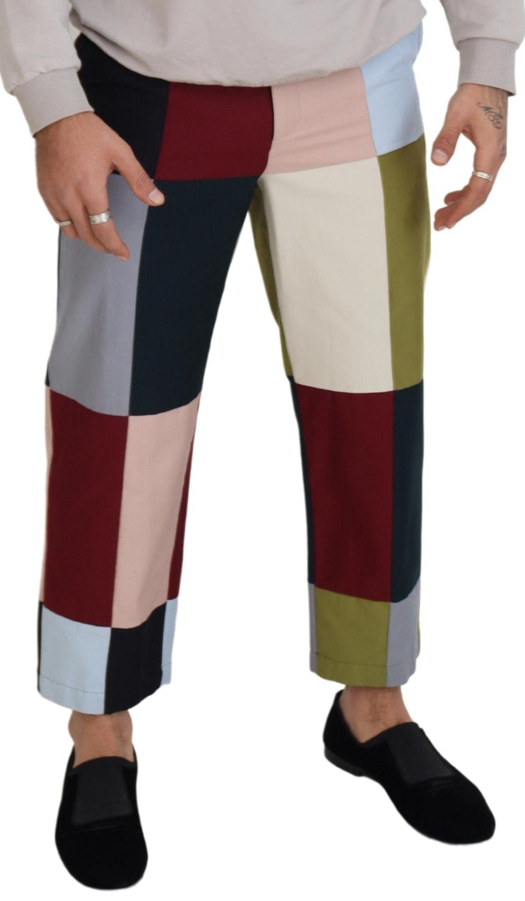 Dolce & Gabbana Multicolor Cotton Patchwork Men's Pants