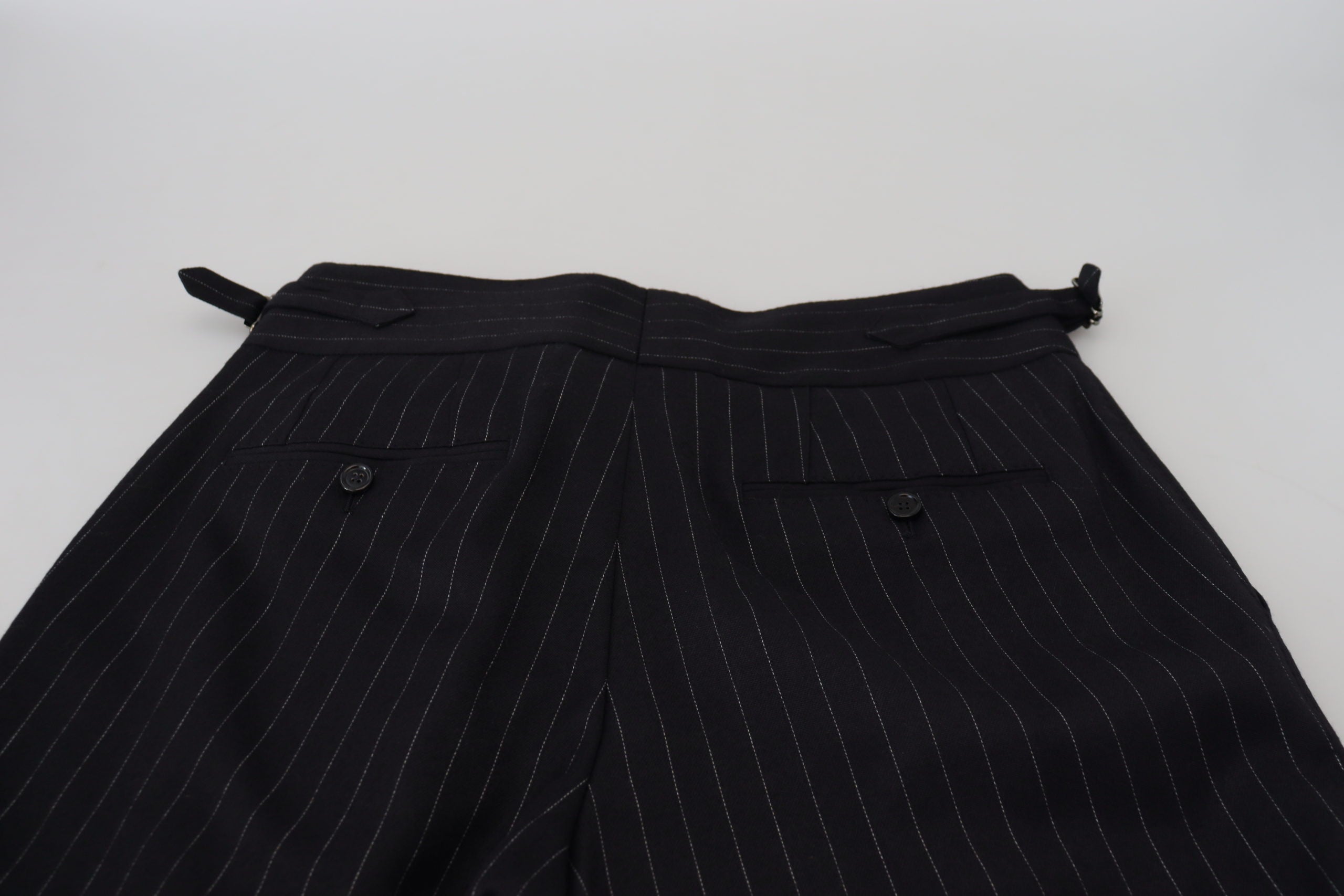Dolce & Gabbana Black Wool Striped Chino Men's Pants