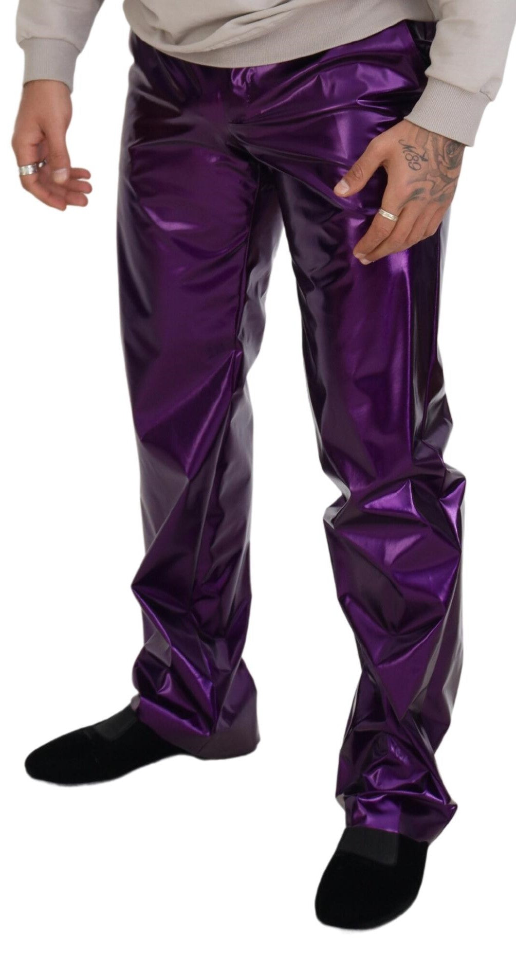 Dolce & Gabbana Purple Shining Men Casual Men's Pants