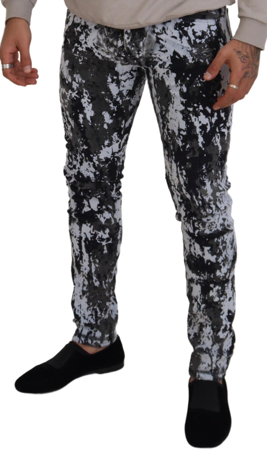 Dolce & Gabbana Multicolor Cotton Tie Dye Skinny Denim Men's Jeans