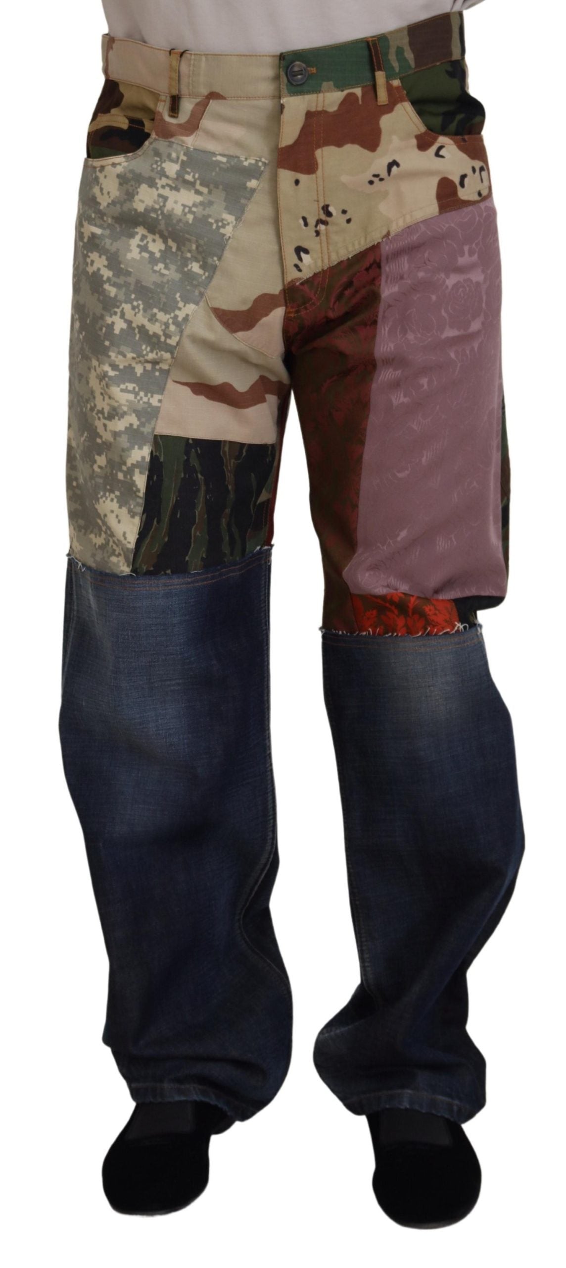 Dolce & Gabbana Patchwork Denim Rich Silk Blend Men's Jeans