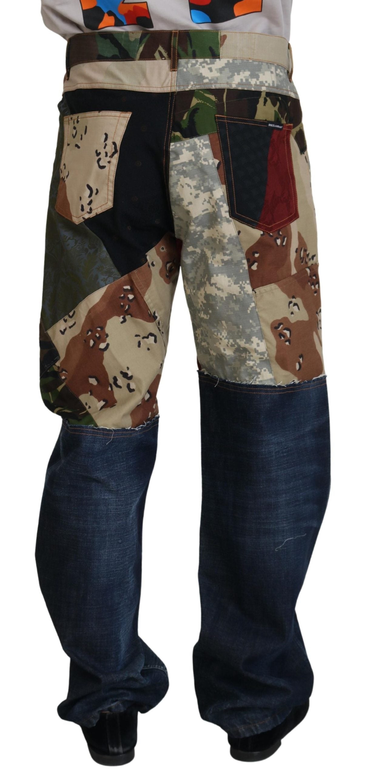 Dolce & Gabbana Multicolor Silk Patchwork Men Denim Men's Jeans