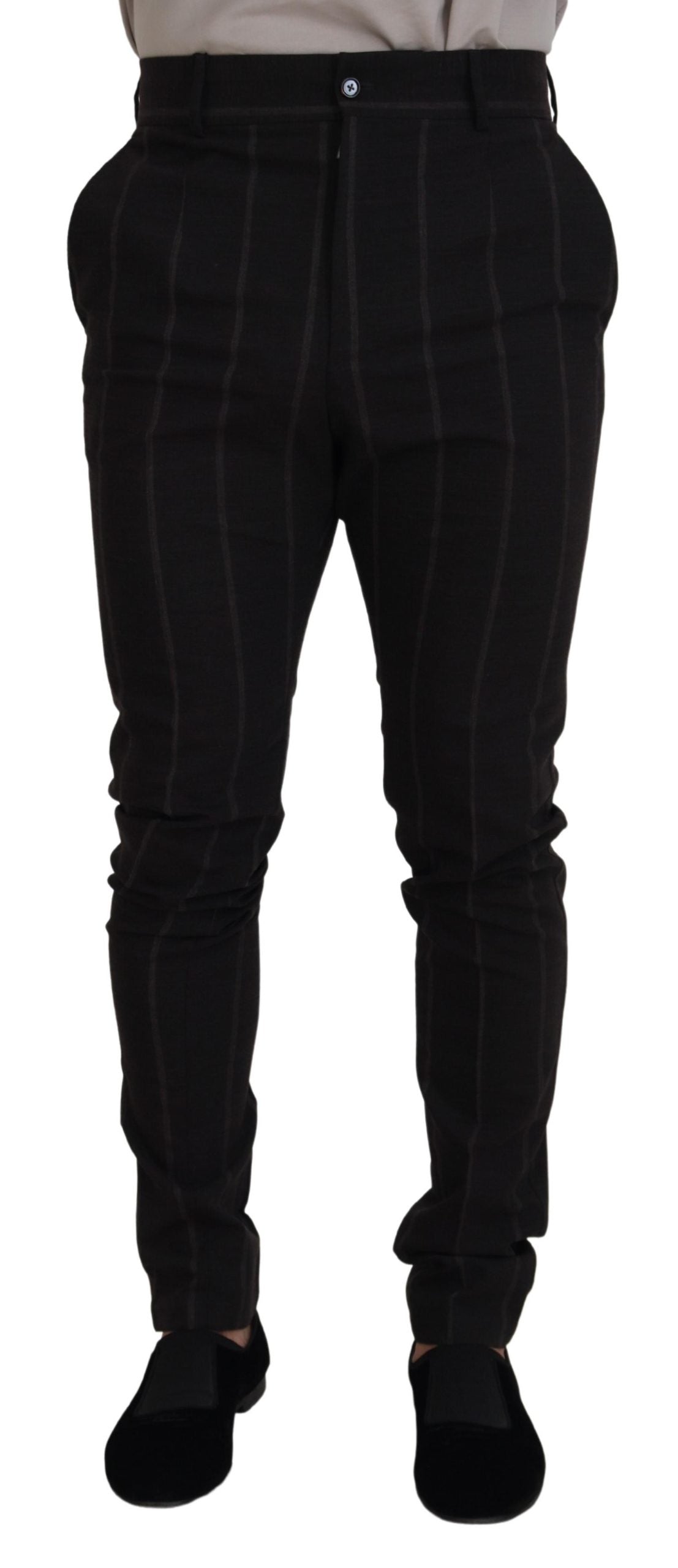 Dolce & Gabbana Elegant Black Striped Chino Men's Pants