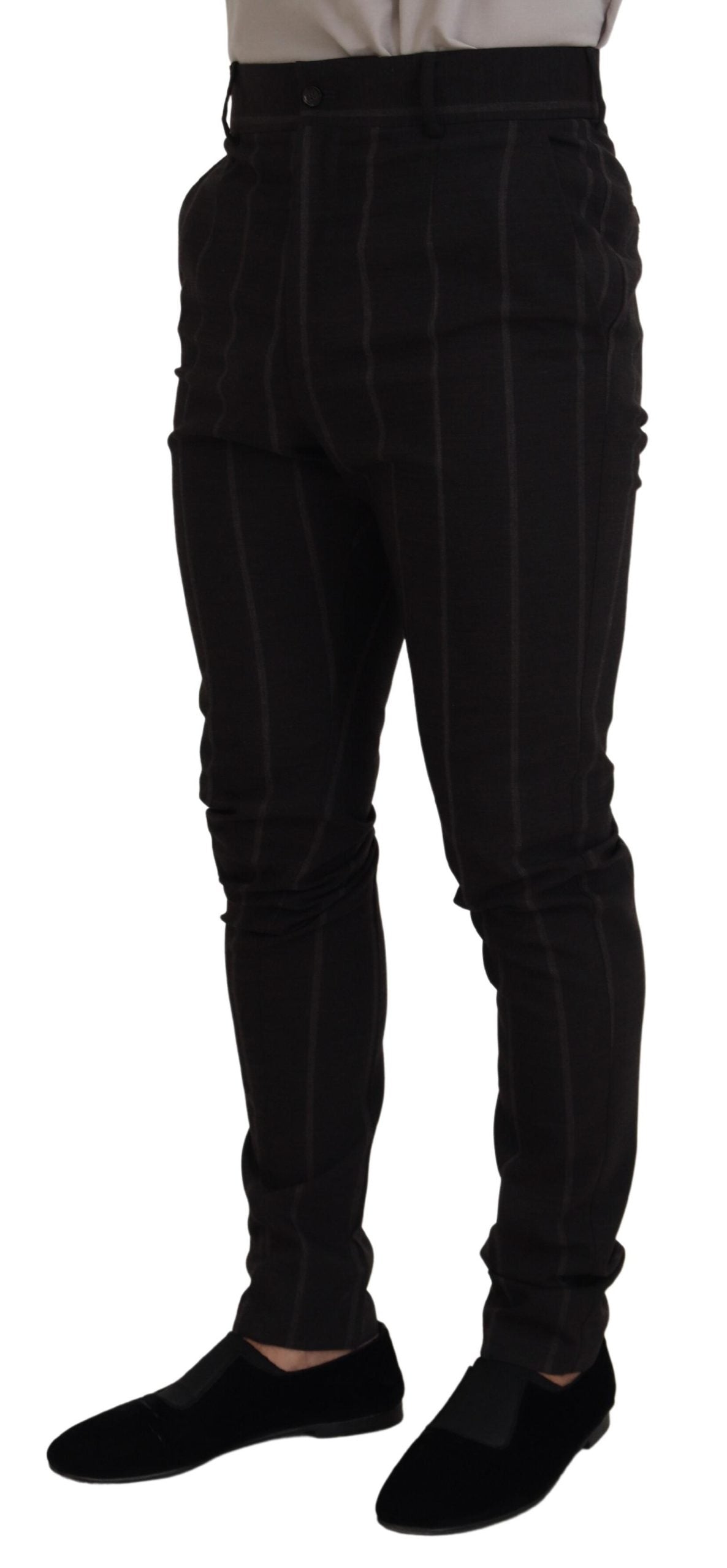 Dolce & Gabbana Elegant Black Striped Chino Men's Pants