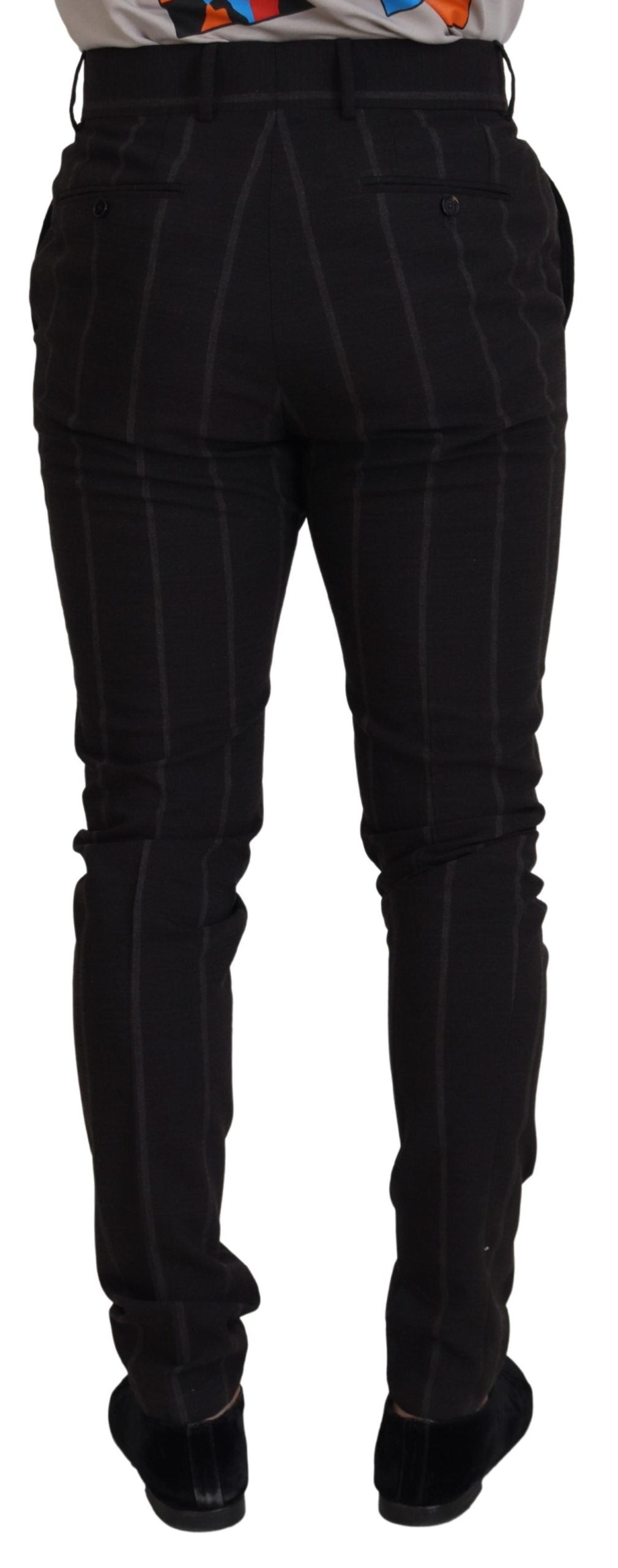 Dolce & Gabbana Elegant Black Striped Chino Men's Pants