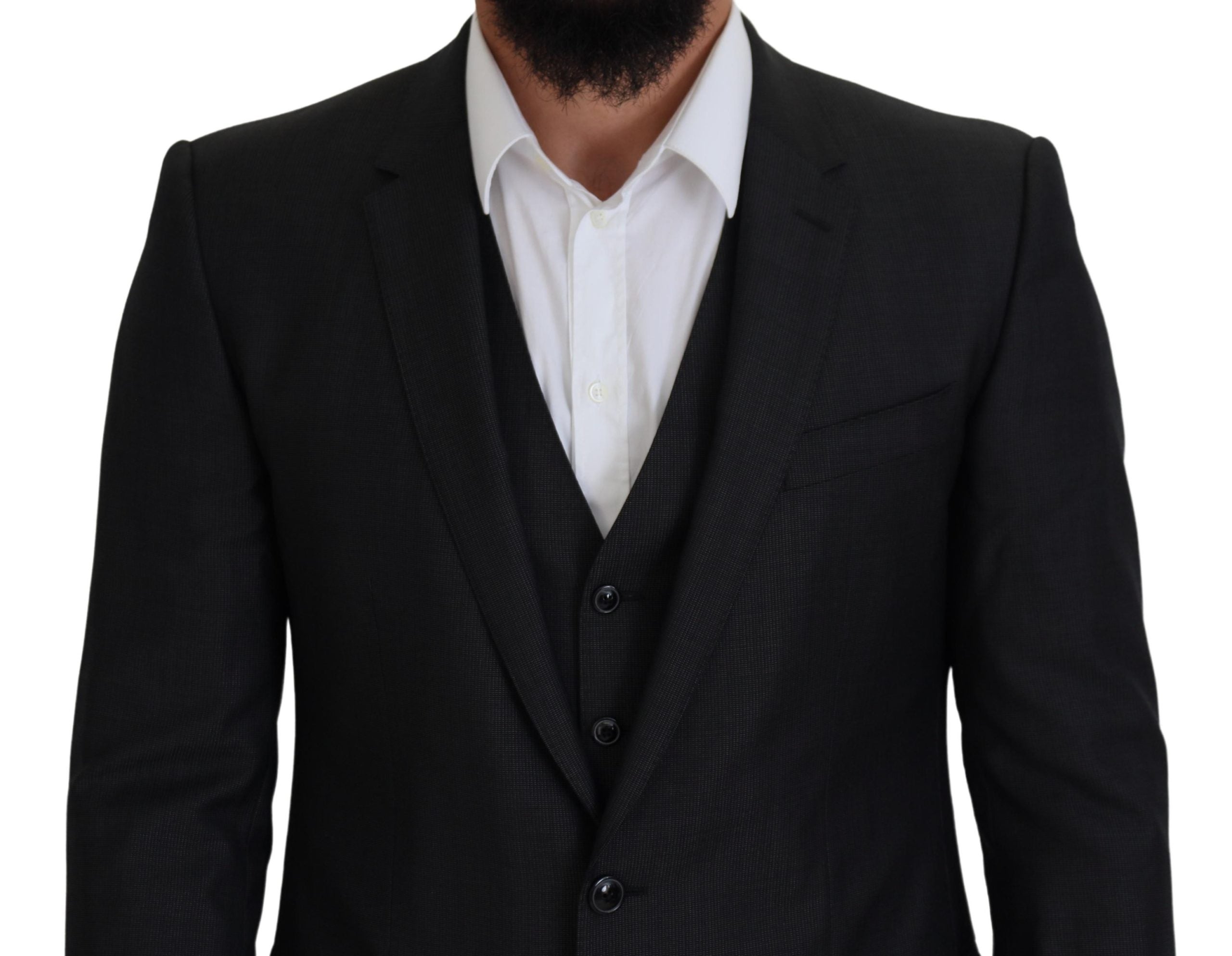 Dolce & Gabbana Elegant Gray Martini Three-Piece Wool Silk Men's Suit