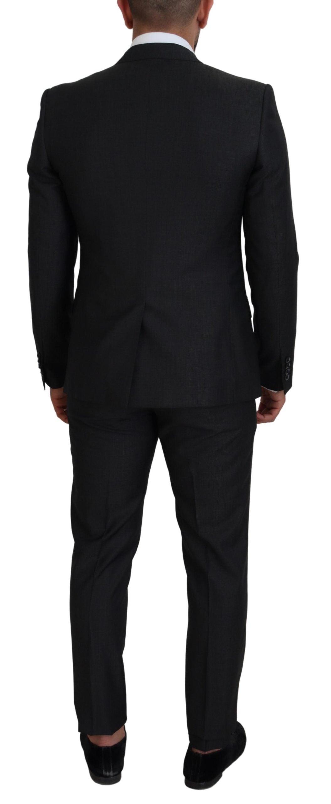 Dolce & Gabbana Elegant Gray Martini Three-Piece Wool Silk Men's Suit