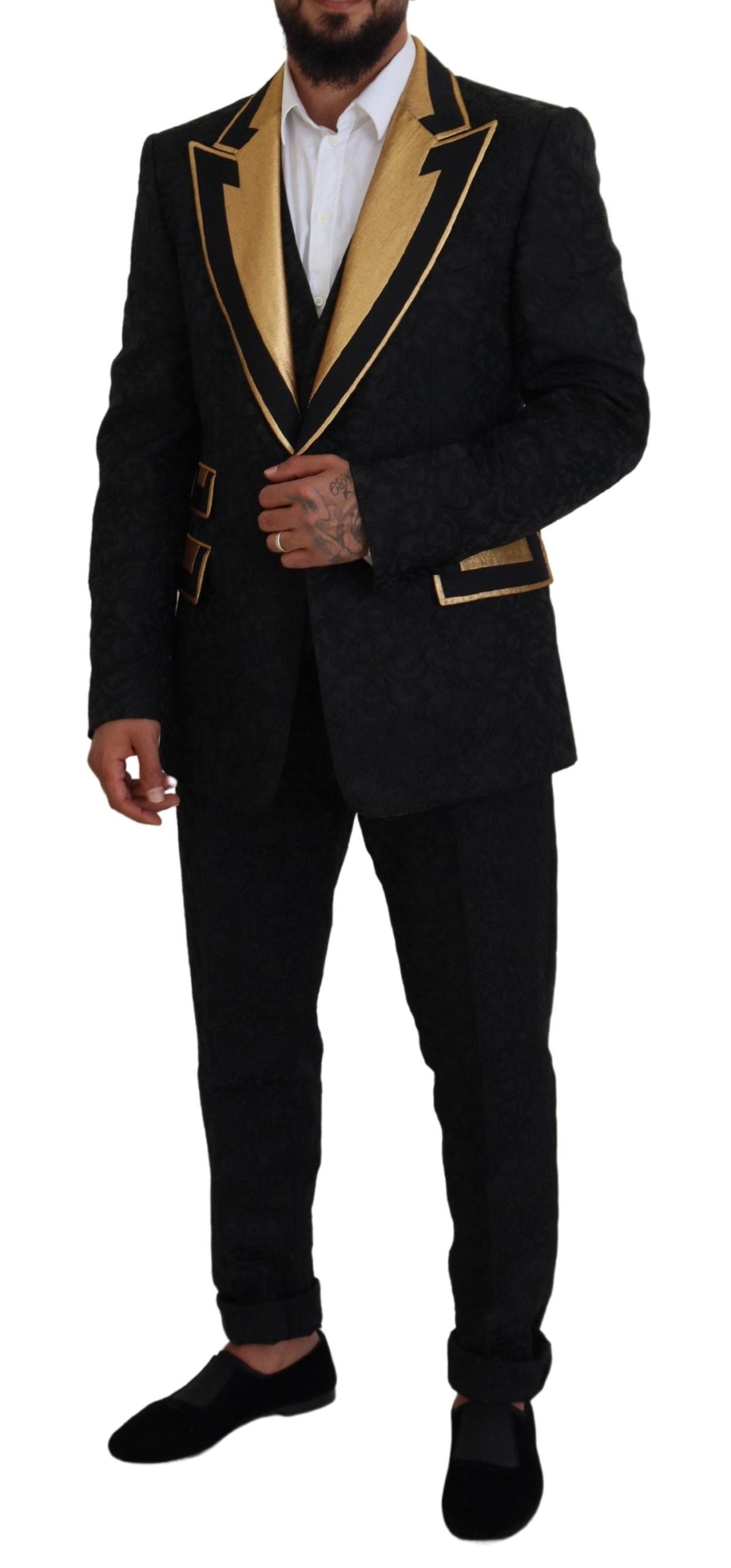 Dolce & Gabbana Black Gold Fantasy Tuxedo Slim Fit Men's Suit