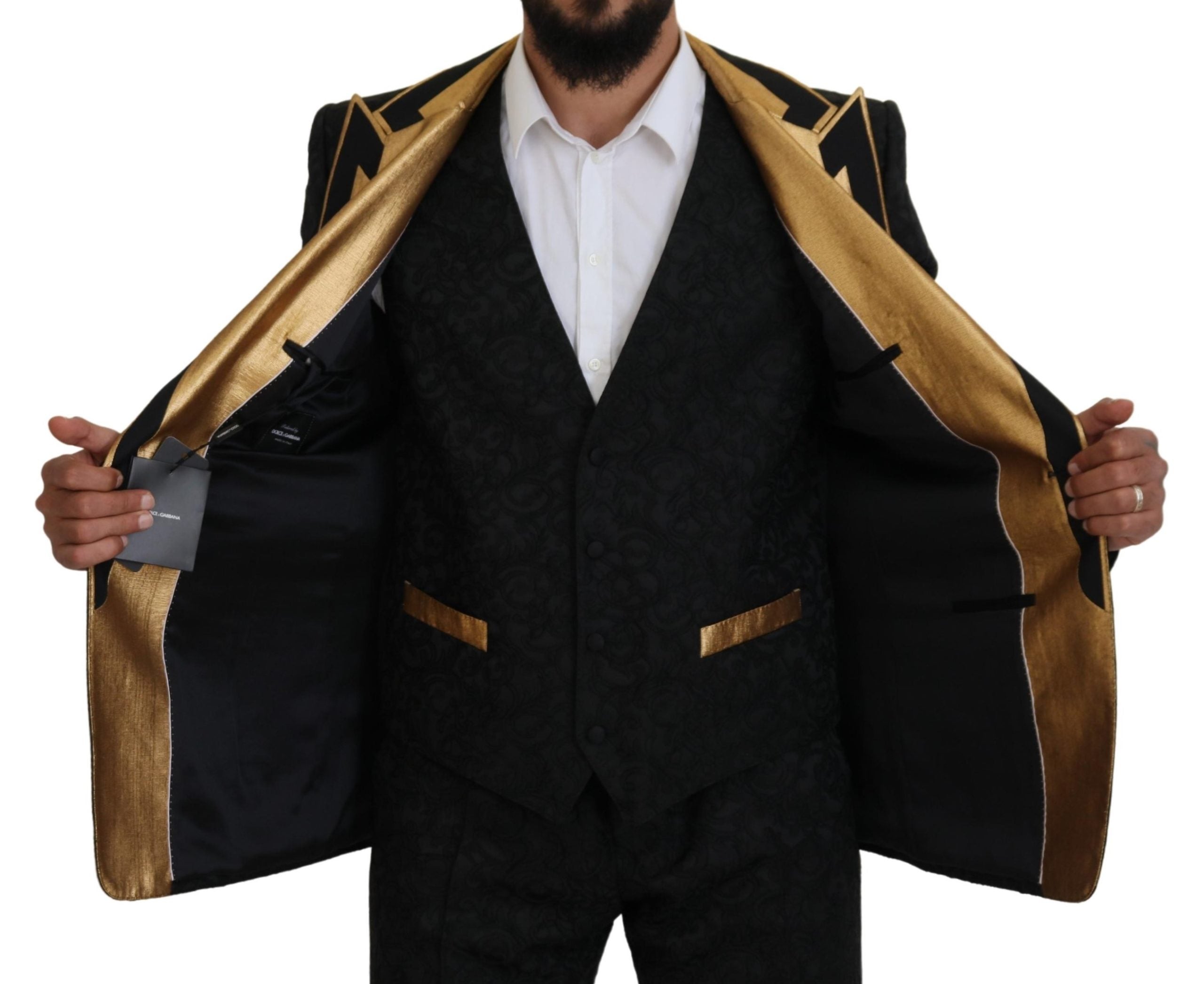Dolce & Gabbana Black Gold Fantasy Tuxedo Slim Fit Men's Suit