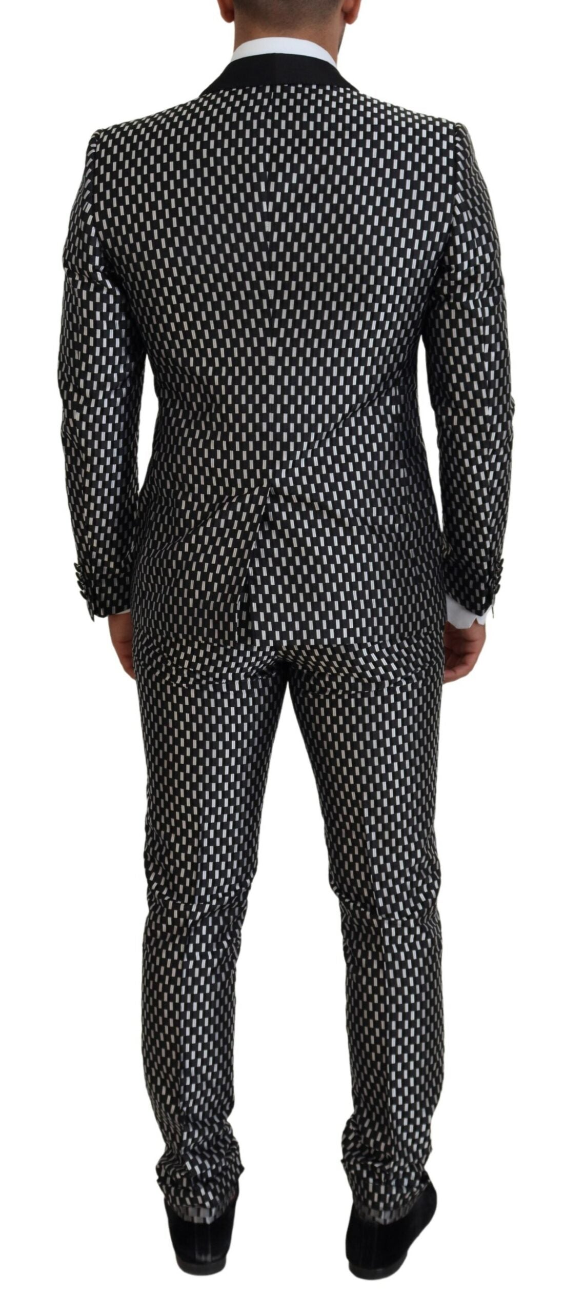 Dolce & Gabbana Dark Gray White Silk MARTINI Slim Fit Men's Suit